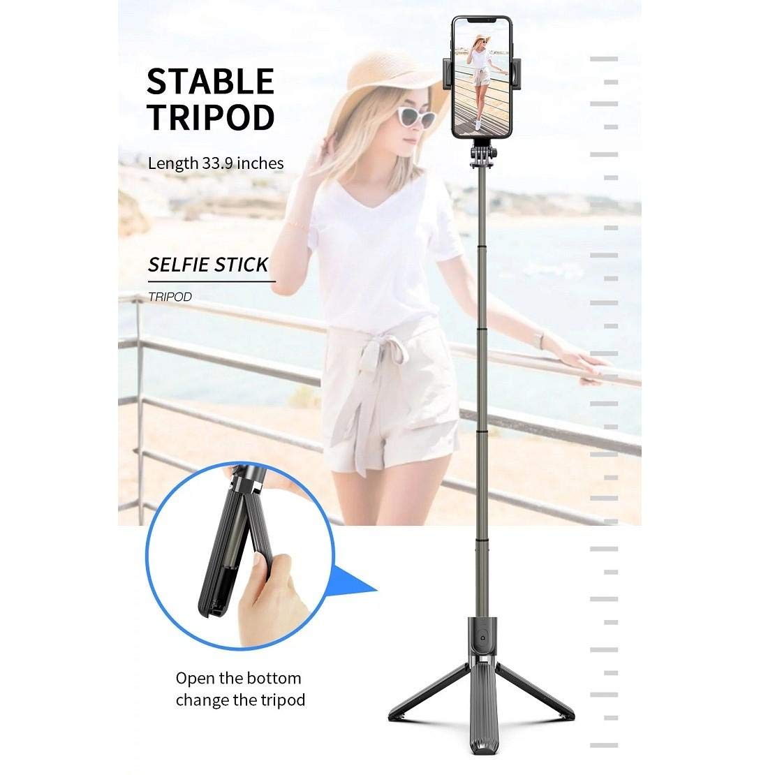 Boxwave Stand And Mount Compatible With Motorola Moto G Stylus (2020) - Gimbal Selfiepod, Selfie Stick Extendable Video Gimbal Stabilizer - Jet Black