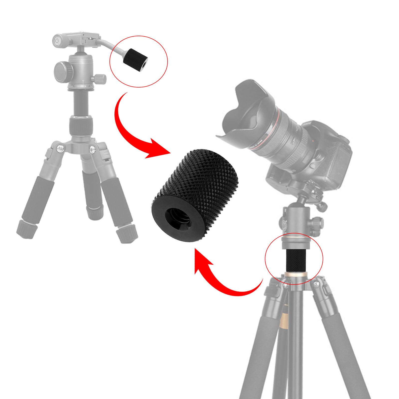 Vin Beauty 4 Pcs Double Female Thread Tripod Cylinder Adapter Screw 1/4 To 1/4 With Center 1/4-20 Thread Photography Equipment Camera Tripod Nut Accessories Suitable For Electric Rails And Light Stands
