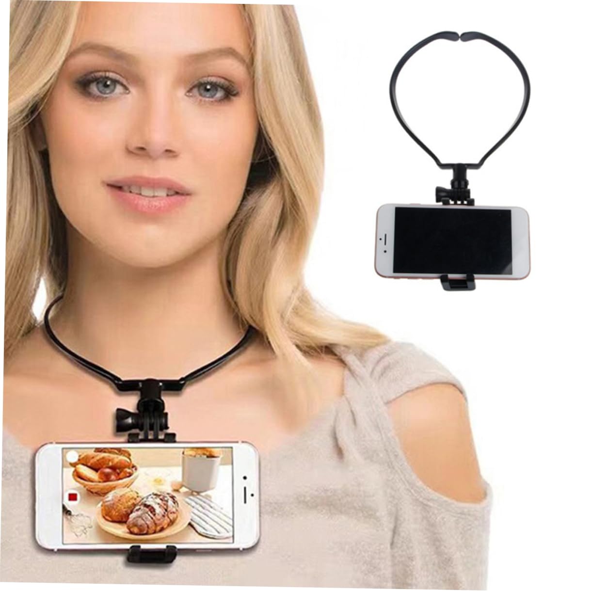 Osaladi Neck Hanging Stabilizer Phone Camera Hanging Clip For Plastic Neck Clamp Recording Bracket Black