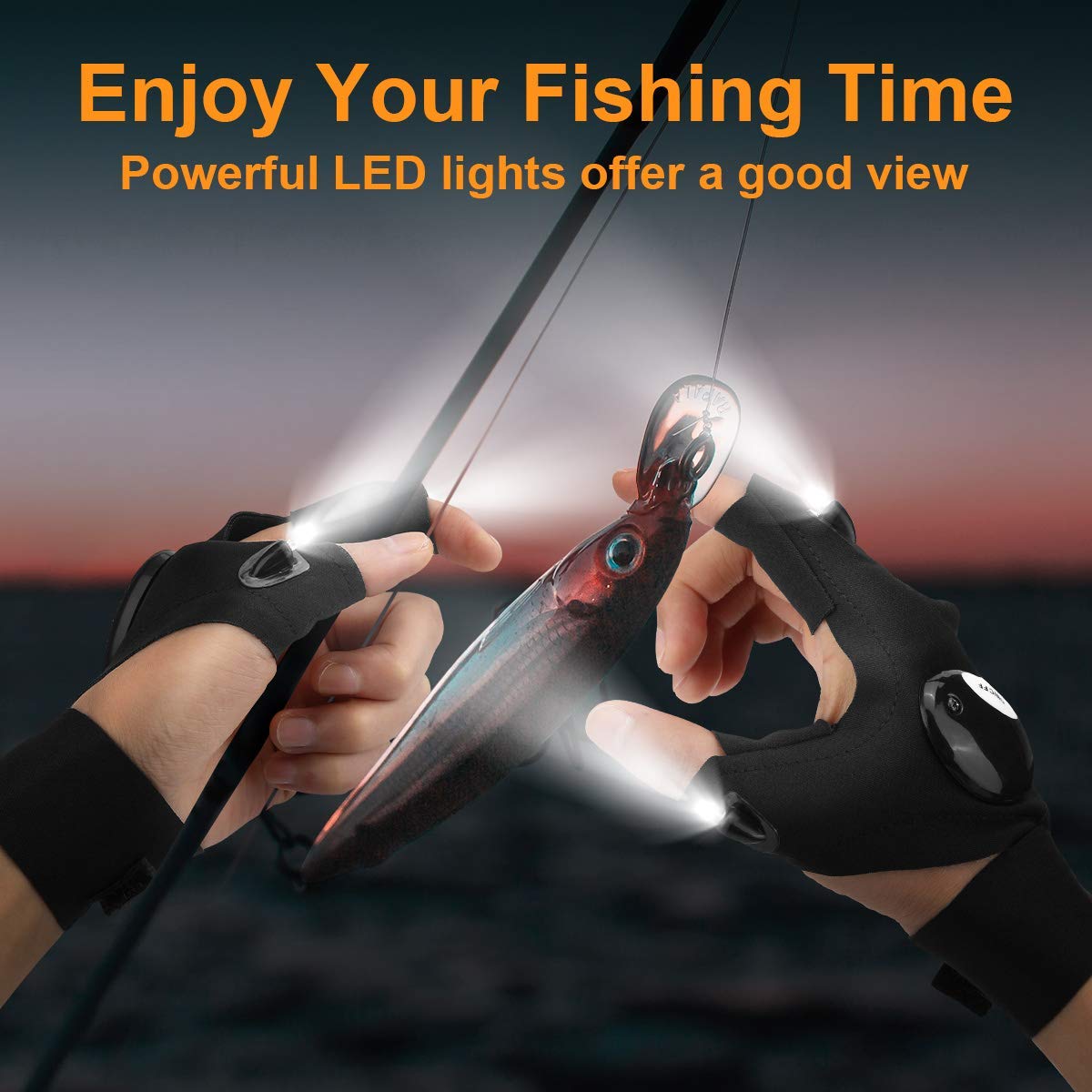 Biuonk Led Flashlight Gloves,  For Him Men Boyfriend Husband, Finger Lights Cool Gadgets For Repairing Fishing Camping