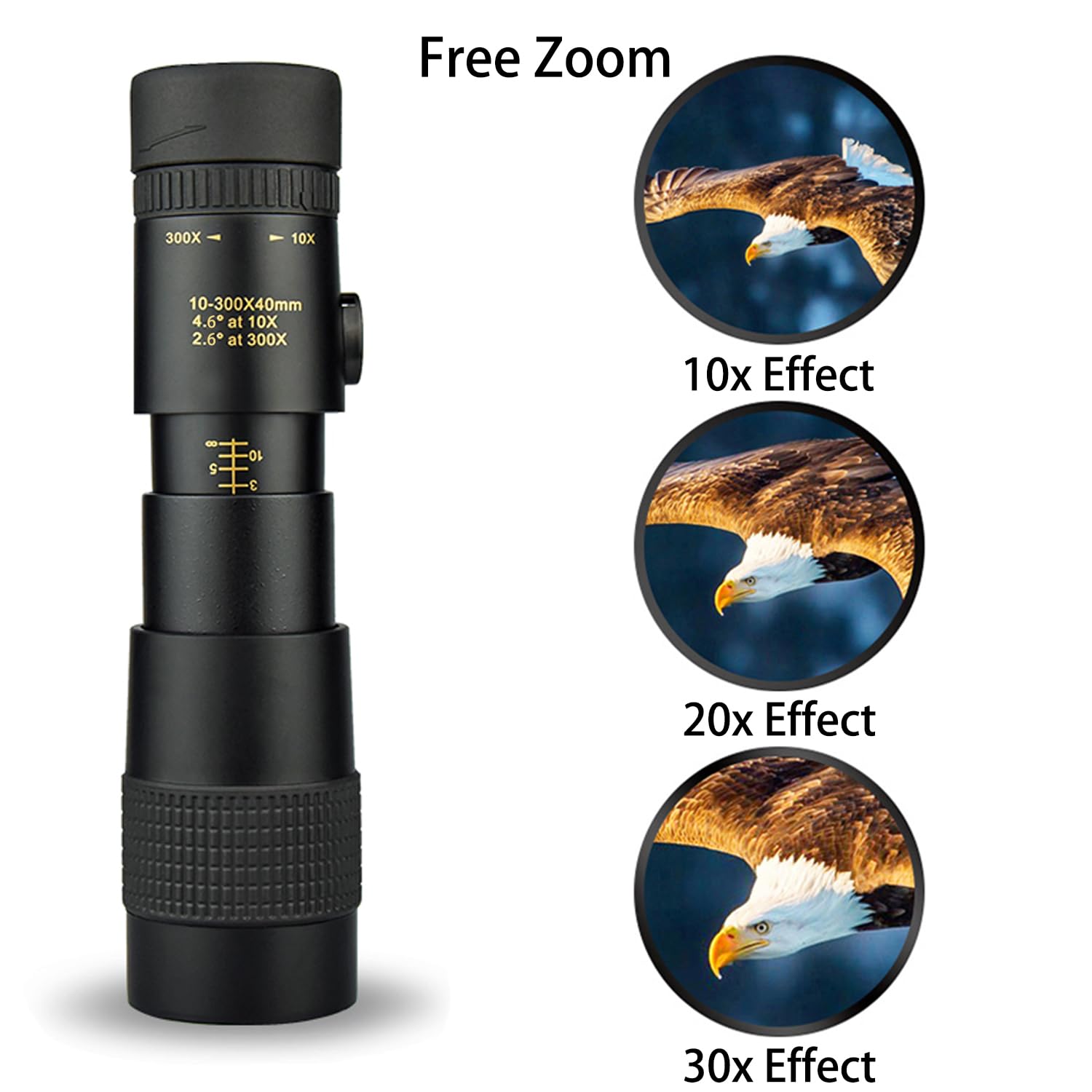 Komire Monocular Telescope 10×300-40, Compatible For Mobile Phones Compact Monoculars With Bak4 High-Transparency Prism Fmc Coating For Bird Watching Camping Hiking