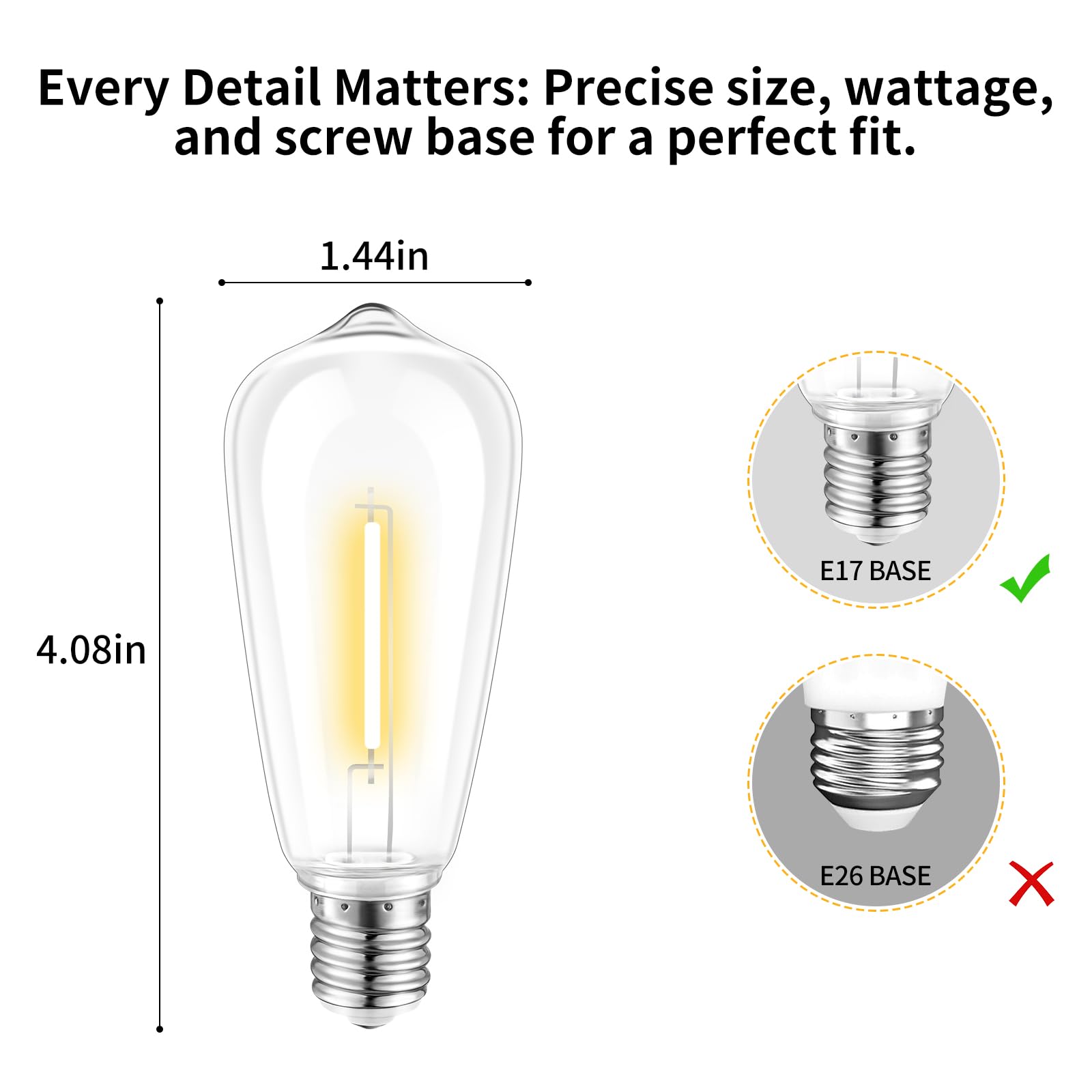 Hobbynors 25 Pack St40 Led Replacement Bulbs, Shatterproof Vintage Edison Bulbs For Outdoor String Lights, E17 Intermediate Base, 0.6W Ultra-Low Energy Saving, Warm White 2700K, Weather-Resistant