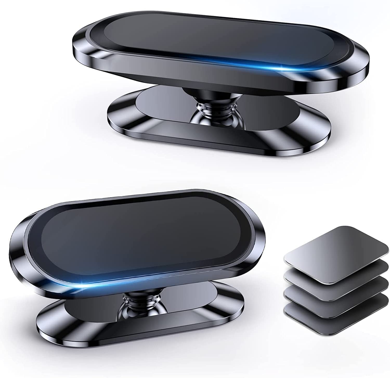 Romuto 【2-Pack】 Magnetic Phone Holder For Car, [ Super Strong Magnet][ With 4 Metal Plate ] Iphone Magnetic Carmount For Cell Phone, [ 360° Rotation ] Universal Dashboard Adhesive Car Magnetic Phone Mount