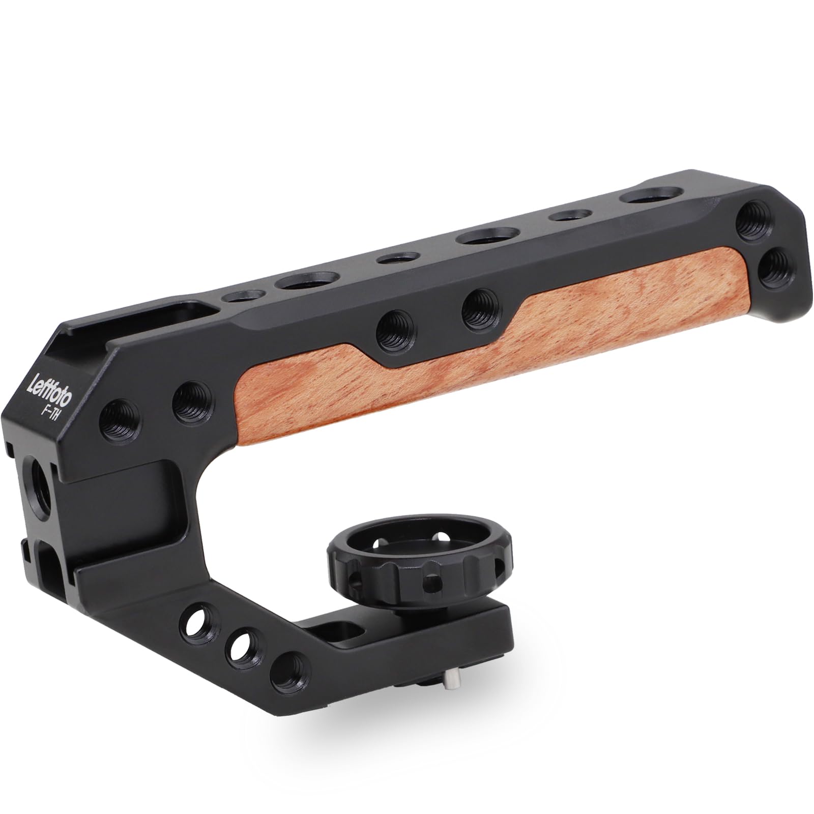 Leftfoto Top Handle Quick Release Handgrip For Camera Cage Rig With 3/8" Arri Locating Pins, Anti-Off Designed,Wood & Metal Grip