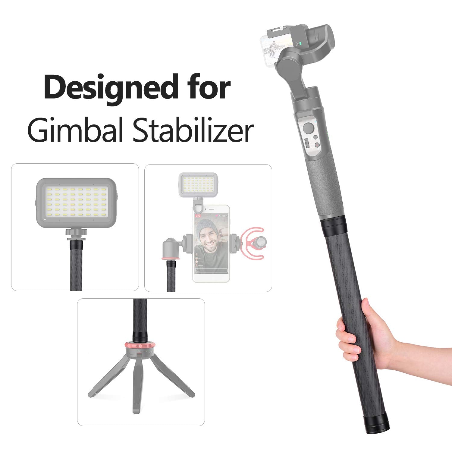Bortt Camera Extension Rod Stabilizer Extension Rod Carbon Fiber Bar Universal Handheld Photography Pole With 1/4 Inch Screw And Screw Hole For Gimbal Stabilizer Slr Cameras, 35Cm, Black