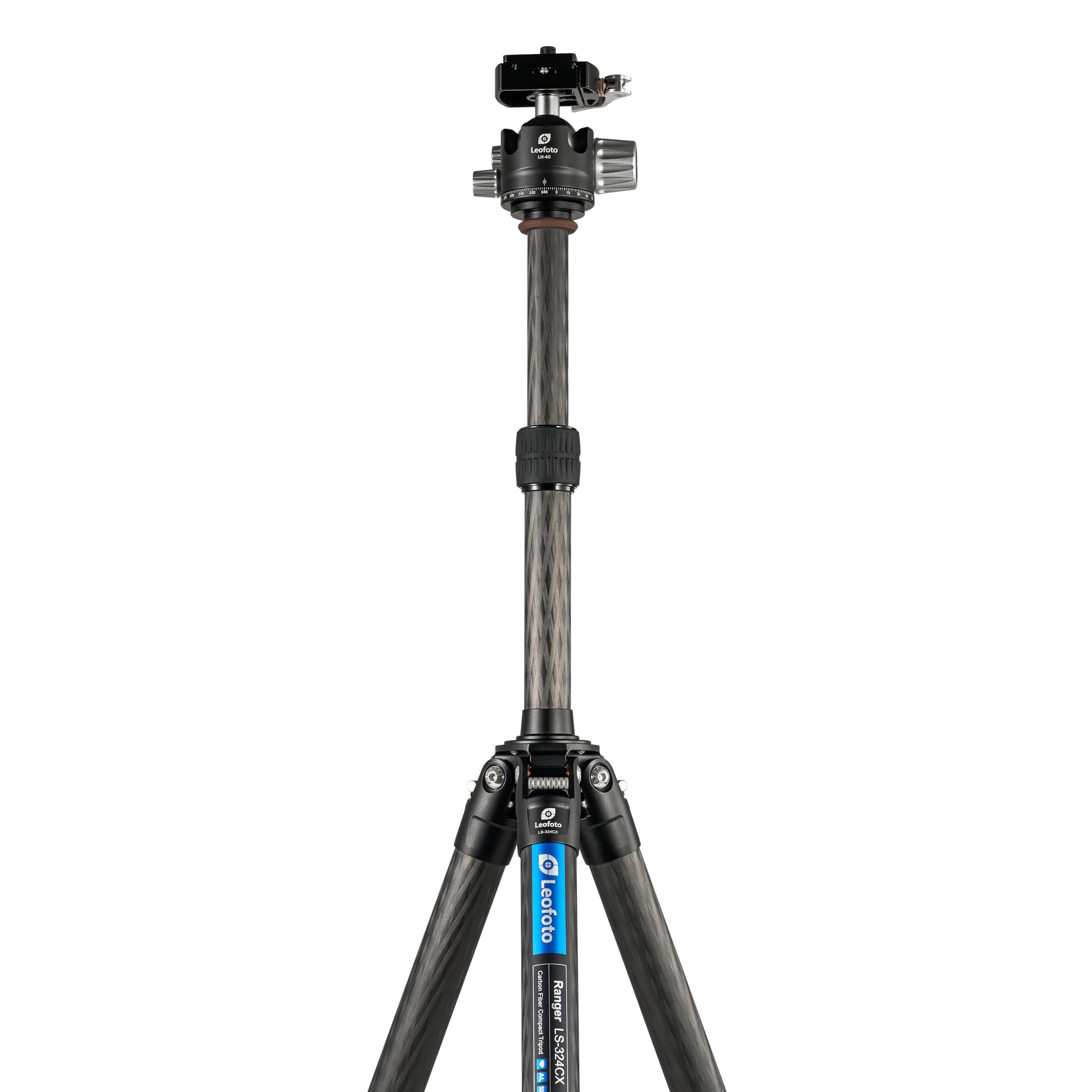 Leofoto Ls-324Cx+Lh-40Lr Travel Tripod, Ranger Series, Carbon Fiber, 4 Leg Sections, Lightweight, Ball Head Set
