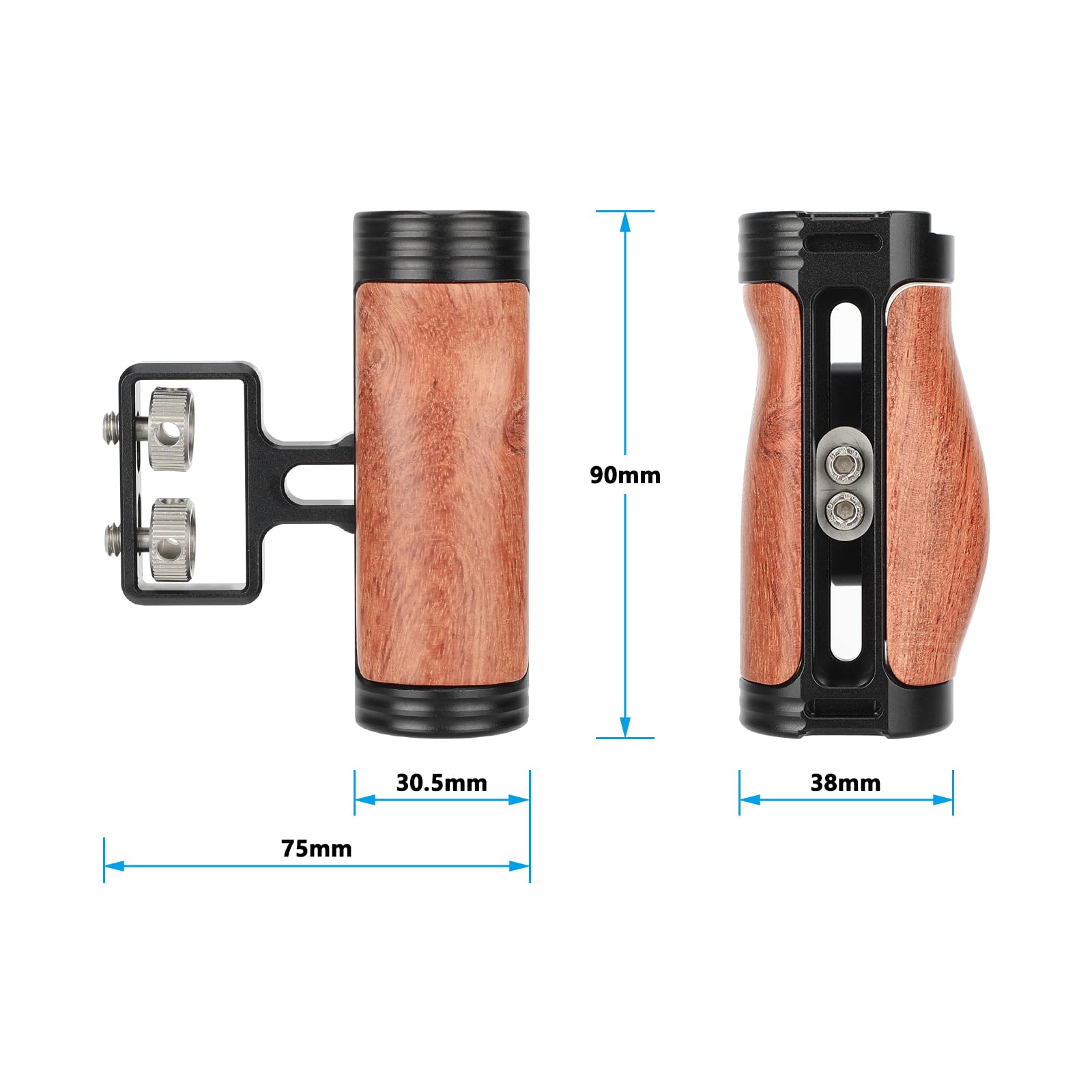 Camvate Wood Side Handle Grip With Dual 1/4"-20 Screw Mount - 3516