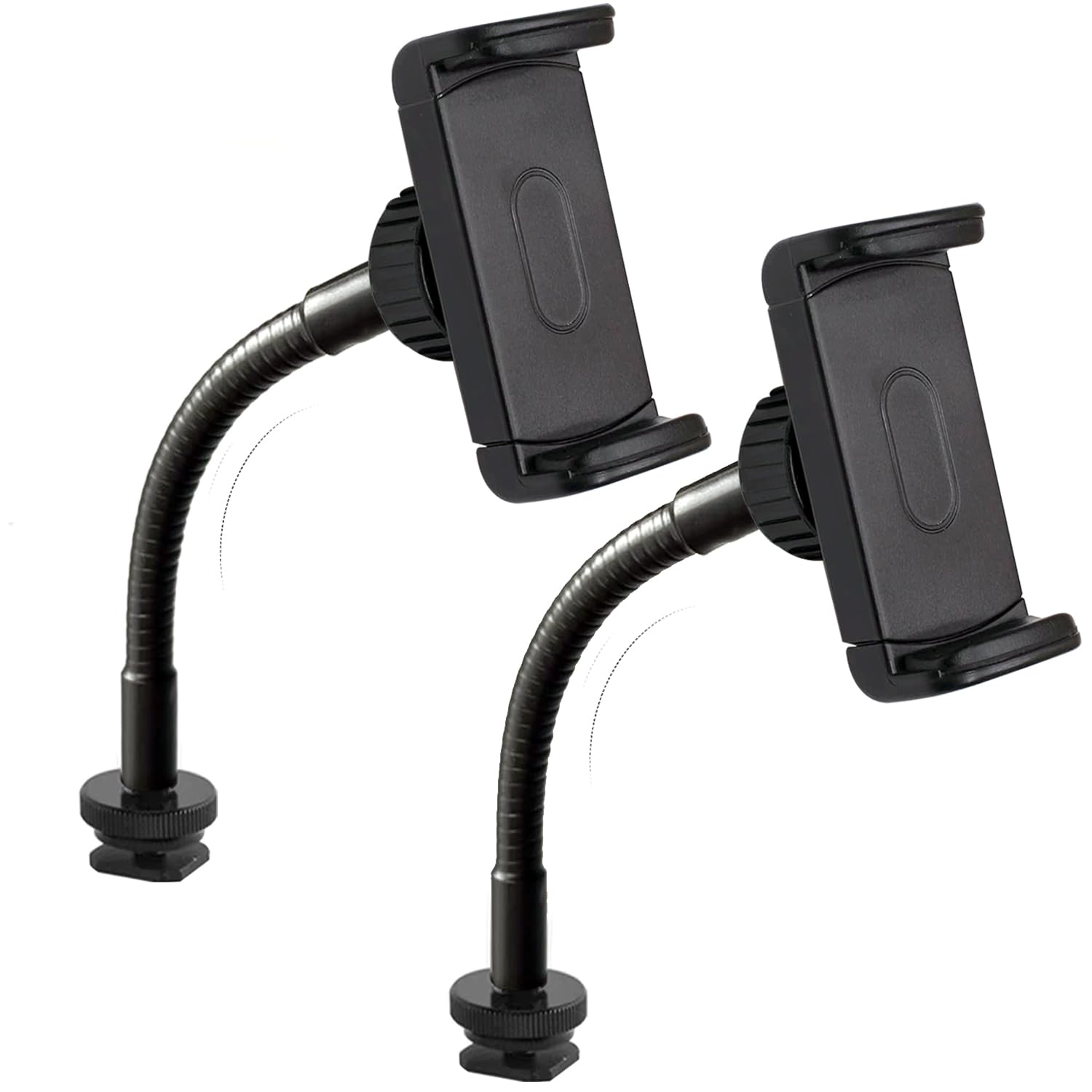 Jcwiny 2 Pack Universal Ring Light Phone Holder Flexible Ring Light Phone Attachment With Hot Shoe And 1/4 Adapter Cell Phone Mount For Ringlight And Tripod Stand Replacement