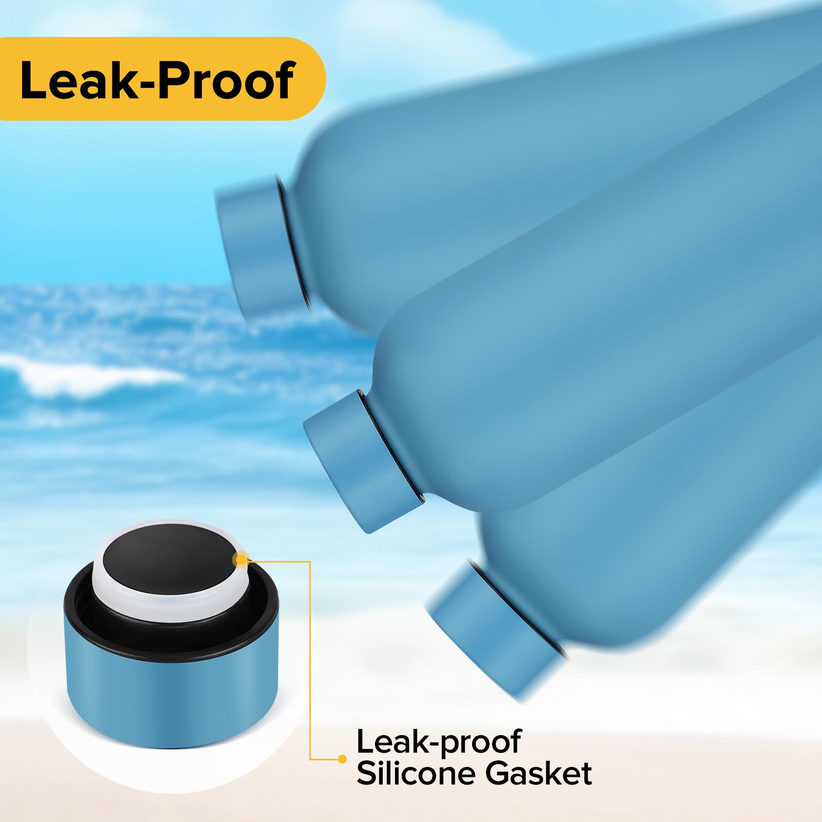 Insulated Water Bottle With Lid, 25 Oz Reusable Leak-Proof Metal Stainless Steel Water Bottles