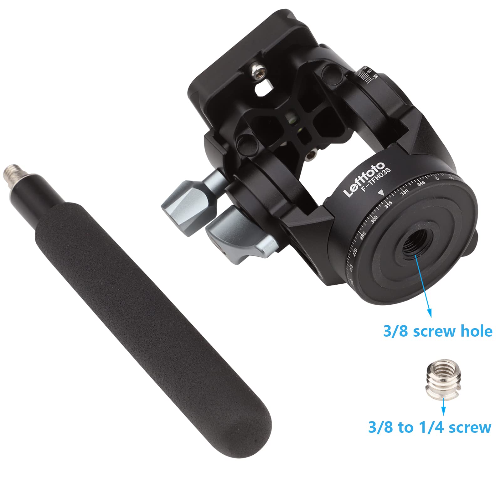 Leftfoto Video Tripod Fluid Head With Arca Plate,Lightweight Panorama Base Head For Dji Rs2/3 Gimbals Compact Video Cameras And Dslr