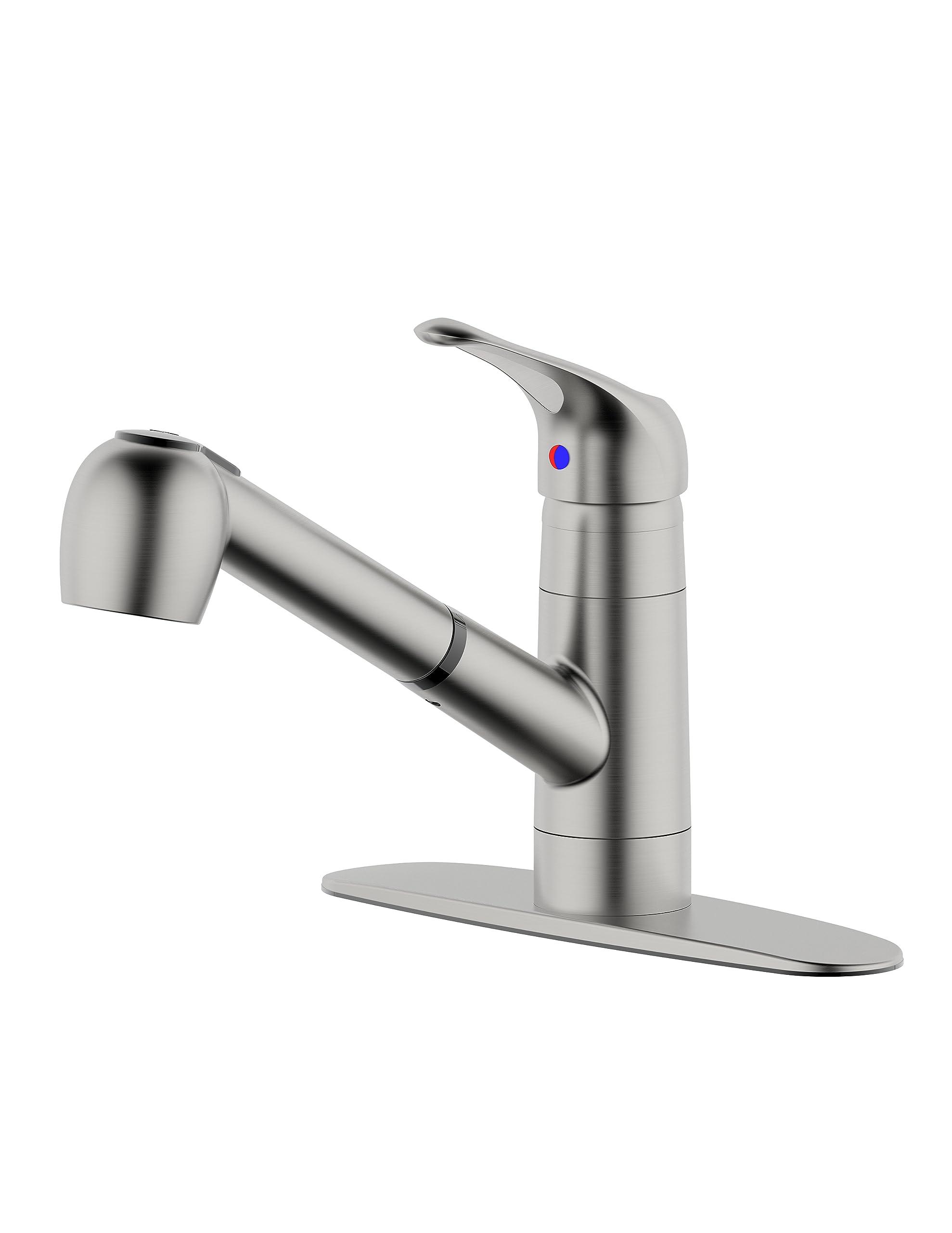 Derengge Stainless Steel 8 Inch Kitchen Sink Faucet,Single Handle Pull Out Kitchen Faucet With Deck Plate,1 Hole Or 3 Hole Installation,Kf-8125-Ss