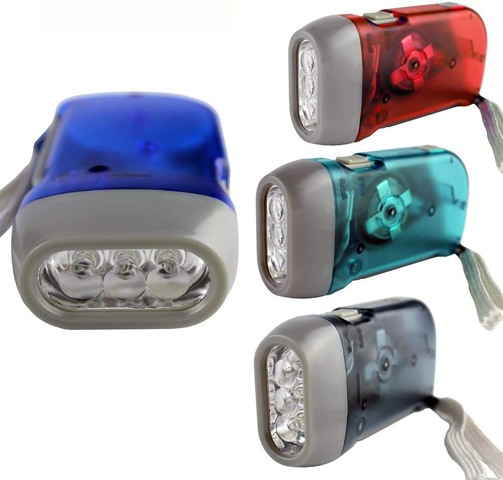 Guyuyii 4-Pack Hand Crank Flashlight - 3 Led Bright Lights - Portable Wind-Up Flashlight For Emergency Lighting, Power Outages, Camping Trips, Car Emergency Kits, Classroom, And Outdoor Adventures