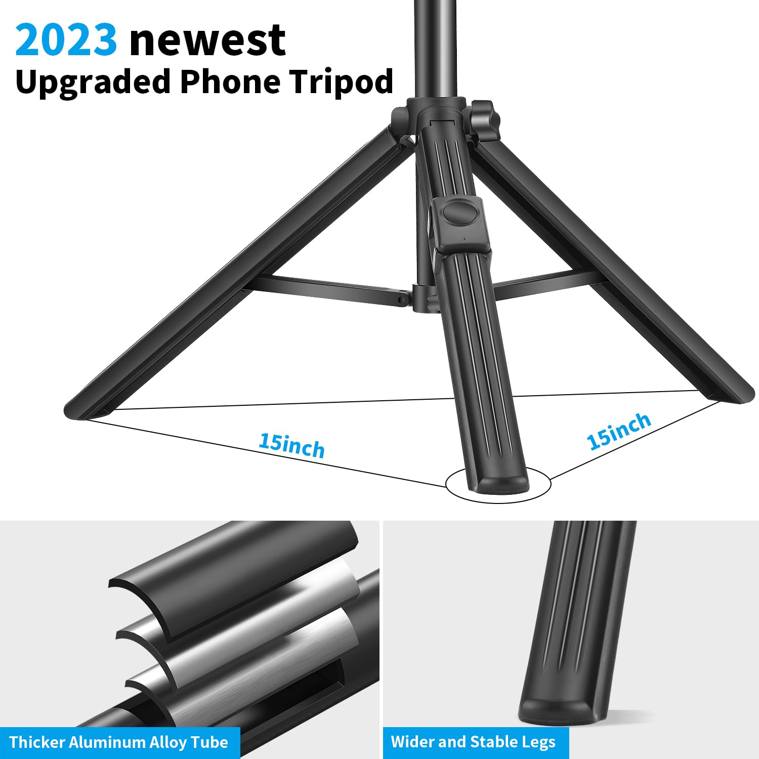 Qzsd 64" Phone Selfie Stick Tripod - Extendable 3 In 1 Aluminum Cell Phone Tripod Stand With Wireless Remote, Lightweight Phone Holder, Portable Travel Tripod For Phone Camera