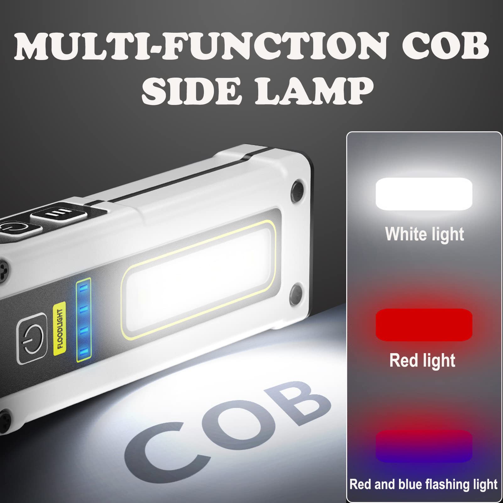 Qianguang Dlhonorv Led Rechargeable Edc Flashlight, Super Bright Tactical Pocket Torch With Red Blue And Cob Work Light, Ipx4 Waterproof Multifunction Portable Magnet Flashlight For Camping, Outdoor (Black)