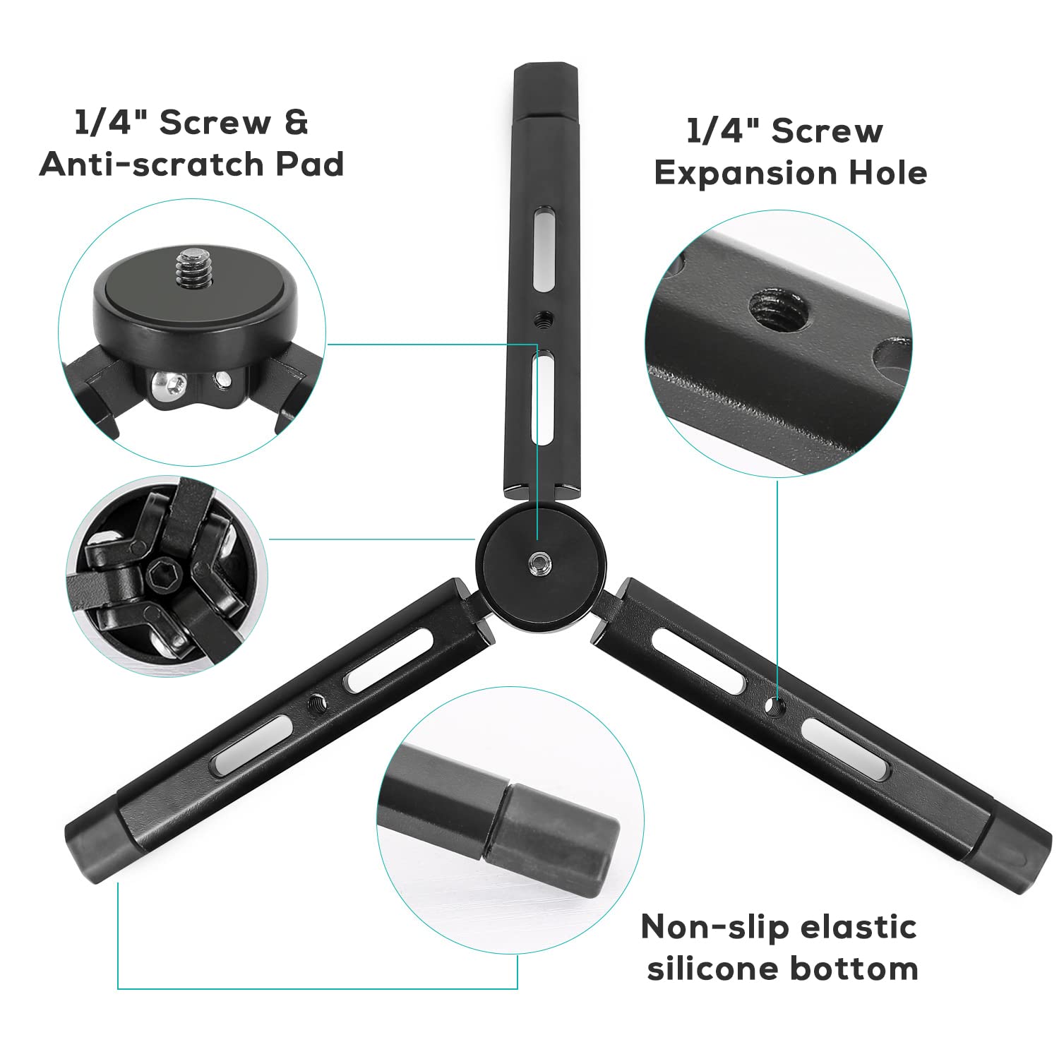 Eaxanpic Aluminum Mini Tripod, Desktop Tabletop Stand Tripod For Zhiyun Smooth Q/4, Crane Plus/2,Weebill S, Ronin S/Sc/Rs2/Rsc2, Osmo Mobile,Gimbal Handle Grip Stabilizer
