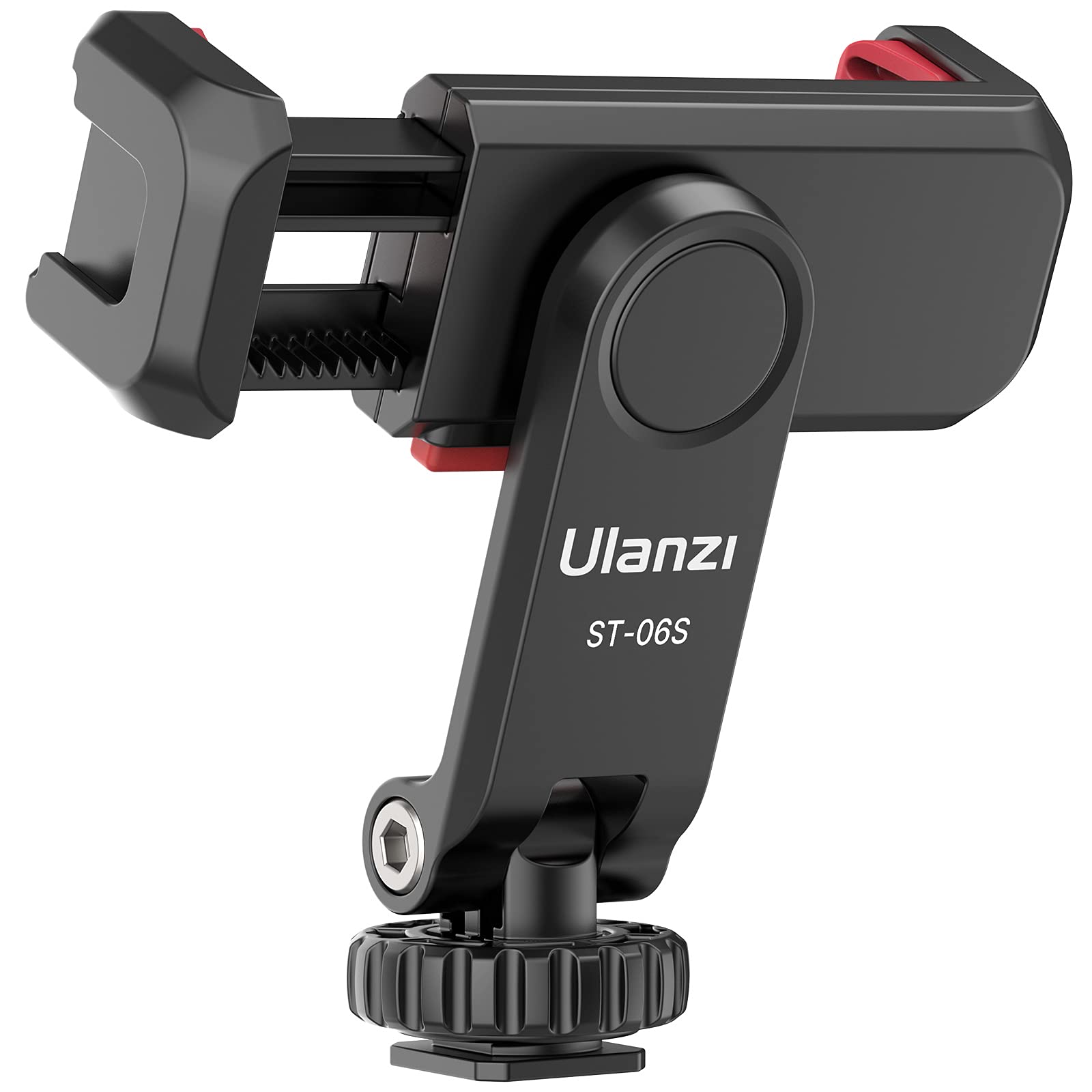 Ulanzi St-06S Phone Tripod Mount, Universal Smartphone Mount Adapter With 2 Cold Shoe, 360° Rotates Adjustable Cell Phone Clip Clamp Holder, Compatible With Iphone, Samsung Galaxy And All Phones