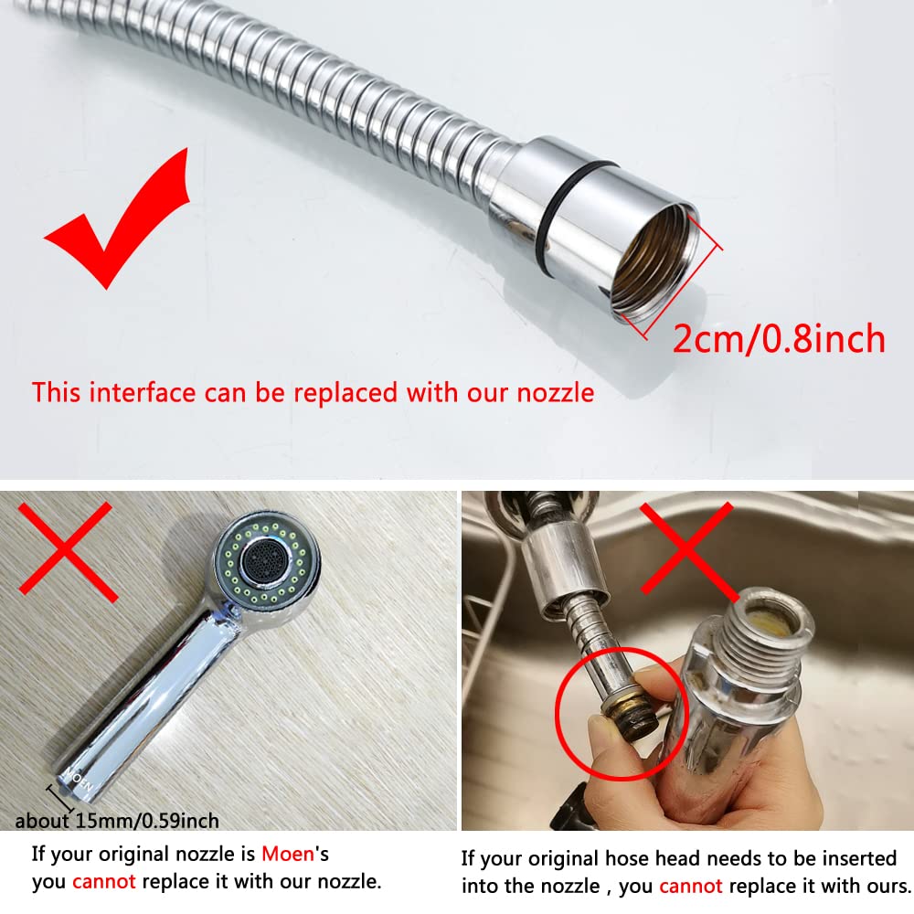 Gnimauhz Kitchen Sink Pull Down Faucet Head Replacement 2-Functions Pull Out Sprayer Head Chrome, (Plating)