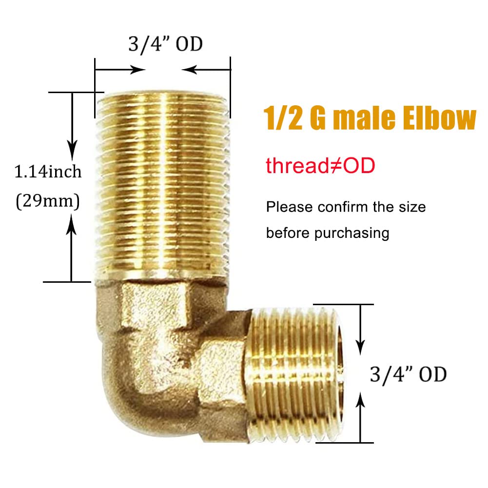 Joywayus Wall Mount Commercial Faucet Installation Kit, Brass 1/2" G Male Elbow Backsplash Mount Connector For Stainless Steel Commercial Kitchen Prep & Utility Sink (2 Pcs)