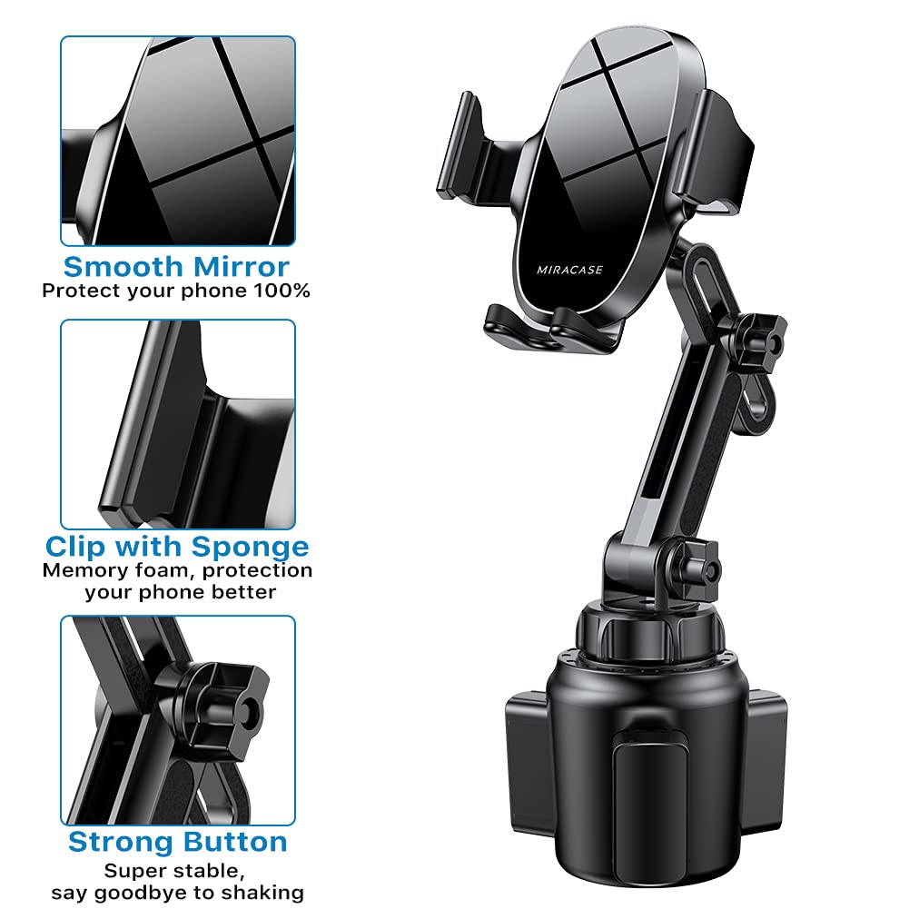 Miracase [ Version Cup Phone Holder For Car, Universal Adjustable Long Neck Car Phone Mount Cradle Friendly Compatible With Iphone Samsung Google And All 4.0-7.0 Inches Smartphones