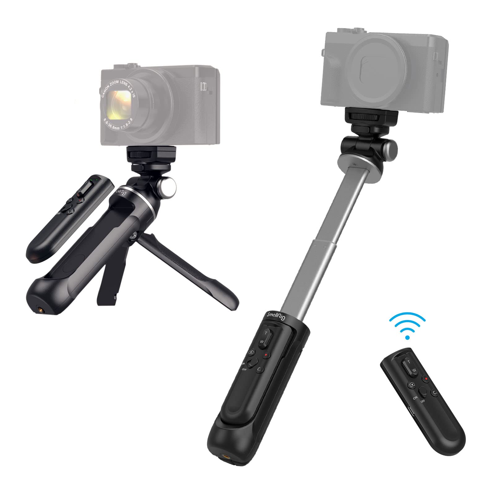 Smallrig Sr-Rg1 Extendable Remote Wireless Camera Shooting Grip, Vlog Tripod Selfie Stick For Sony A6700, Zv-E10, Zv-E1, Zv-1 Ii, Rx100 Vii, A6600, A6400, For Canon M50, G7X, Photo/Video/Zoom - 3326