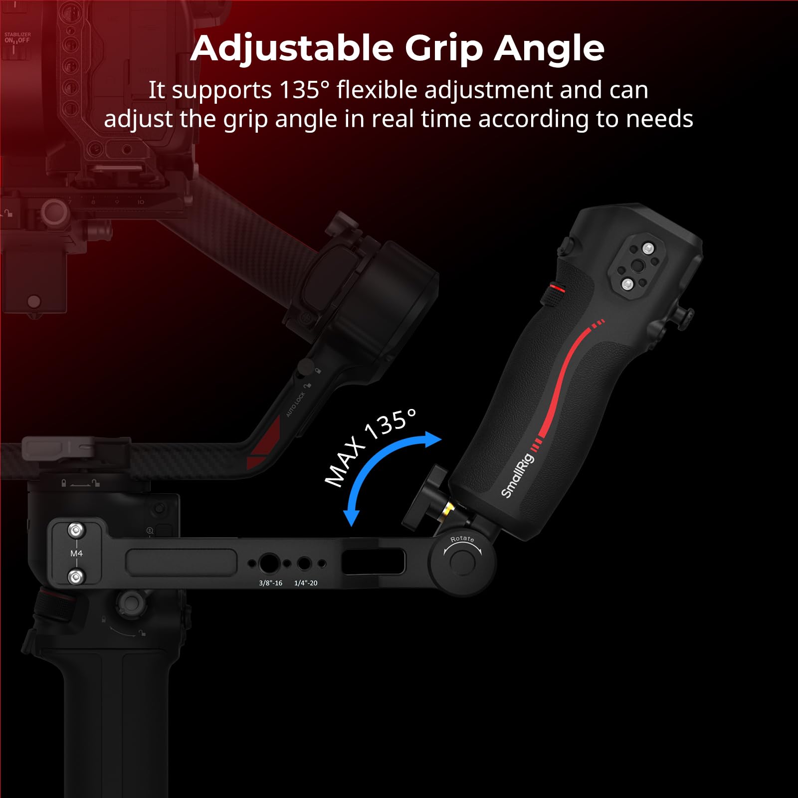 Smallrig Adjustable Sling Handle Only For Dji Rs 2 / Rs 3 Pro/Rs 4 / Rs 4 Pro Gimbal Stabilizer, Focus Control, Max Load 13.2Lb, Joystick Operation, Mode Switching, Centering/Locking
