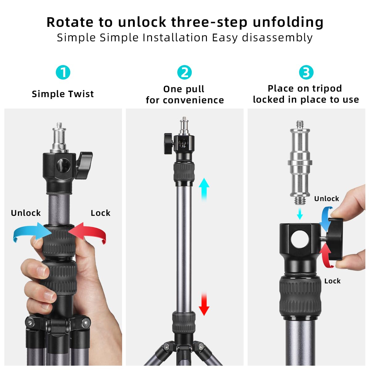 Fanaue Lt-01 Aluminum Photography Light Stand Tripod Stand Height Adjustable From 32-74", Heavy Duty Photography Tripod With 1/4" & 3/8" Screw Adapter, Portable Photo Video Tripod Stand Max Load 5Kg