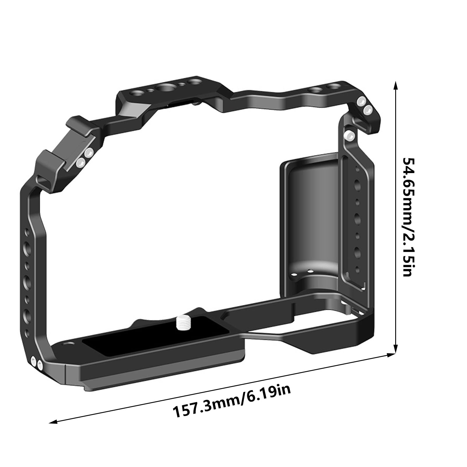 Royalead Camera Cage Aluminum Video Rigs With 1/4Inch Thread Cold Shoe Ergonomic Camera Cage Quick Release Plate Stabilizer