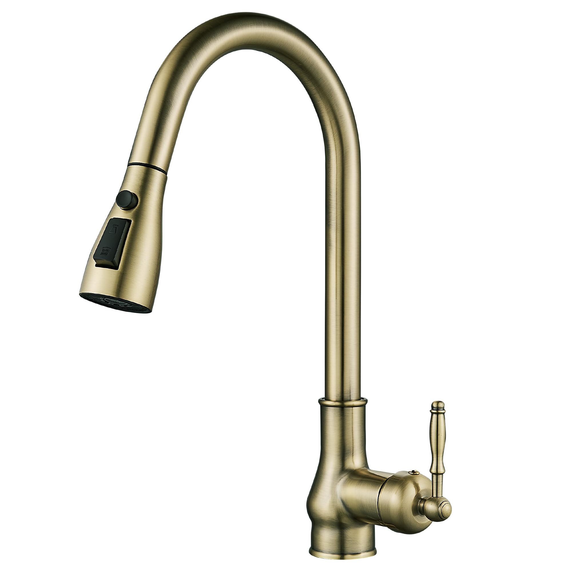Mogfct Vintage Brass Antique Bronze Kitchen Faucet, With Pull Down Sprayer