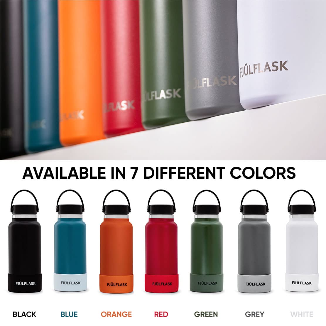 Fjulflask Vacuum Insulated Water Bottle 32Oz - Stainless Steel Thermo Mug - Wide Mouth Chug Lid Scr