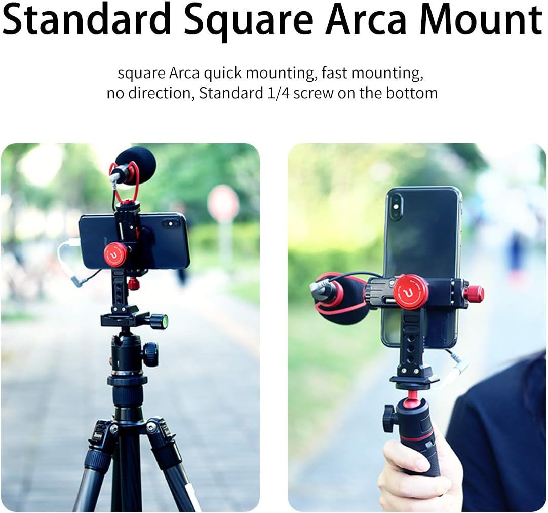 Pictron Cell Phone Tripod Mount, Ulanzi St-14 Smartphone Tripod Mount Adapter Aluminum With Cold Shoe, 360° Cell Phone Stand Holder Clamp For Iphone16 15 14 13 12 11 Max Pro Iphone X Xr Xs 6 7 Plus