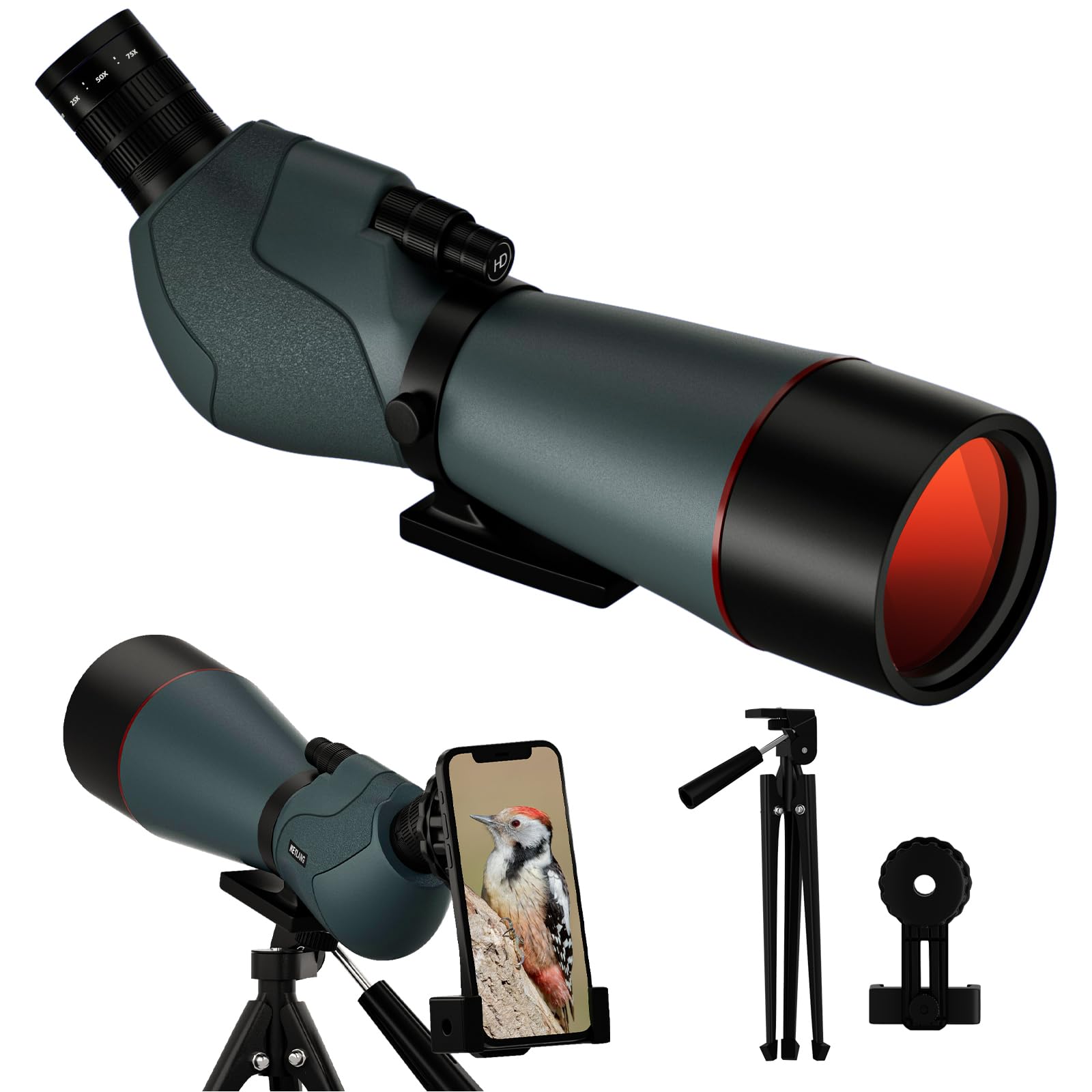 Neylang 25-75X70 Spotting Scope For Shooting Hunting - Spotter Scopes With Tripod Phone Adapter Waterproof Hd Scope For Target Shooting Bird Watching