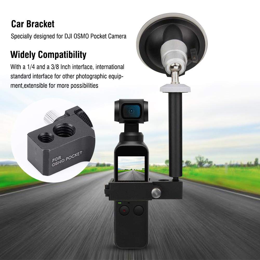 Pomya Camera Car Bracket，3/8 1/4 Car Holder Windshield Mount Bracket Stand+Suction Cup Set For Dji Osmo Pocket Camera