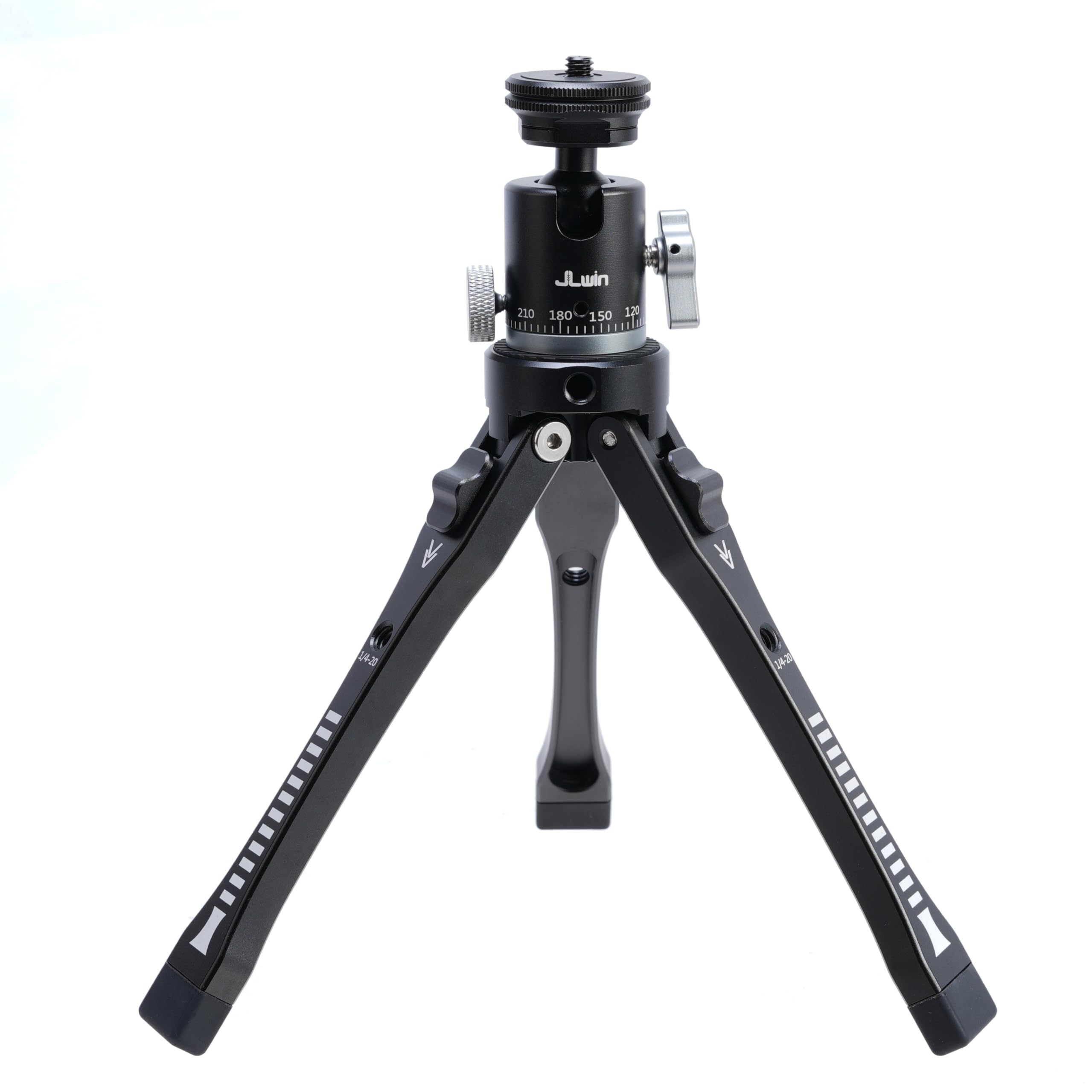 Focusfoto 2-In-1 360° Panoramic Ball Head & Aluminum Adjustable Desktop Tripod Stand- 4-Level Height (45-165Mm) With Cold Shoe Adapter, 1/4"-20 & 3/8"-16 Screws For Mirrorless Camera Vlogging