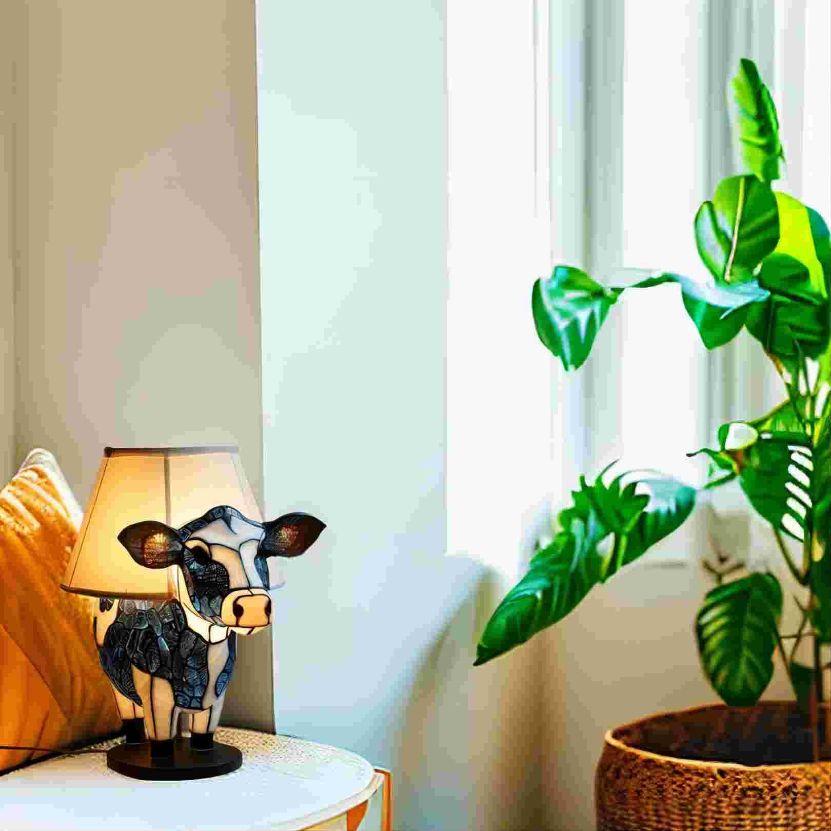 Desniltol Cow Lamp, 3D Animal Table Lamp, Cute Highland Cow Bedside Lamp, Energy-Saving Portable Animal Table Lamp, Cow Night Light With Usb Ports Suitable For Living Room, Bedroom, Home Office