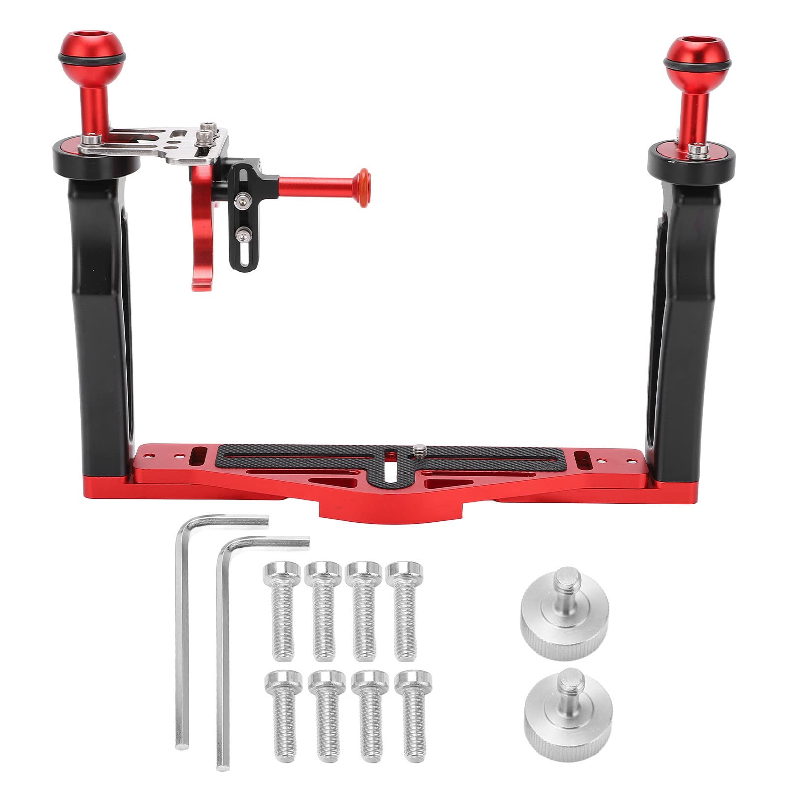 Denash Dual Handle Tray Stabilizer, Adjustable Telescopic Diving Underwater Camera Housing, Ergonomic Tray With Shutter For