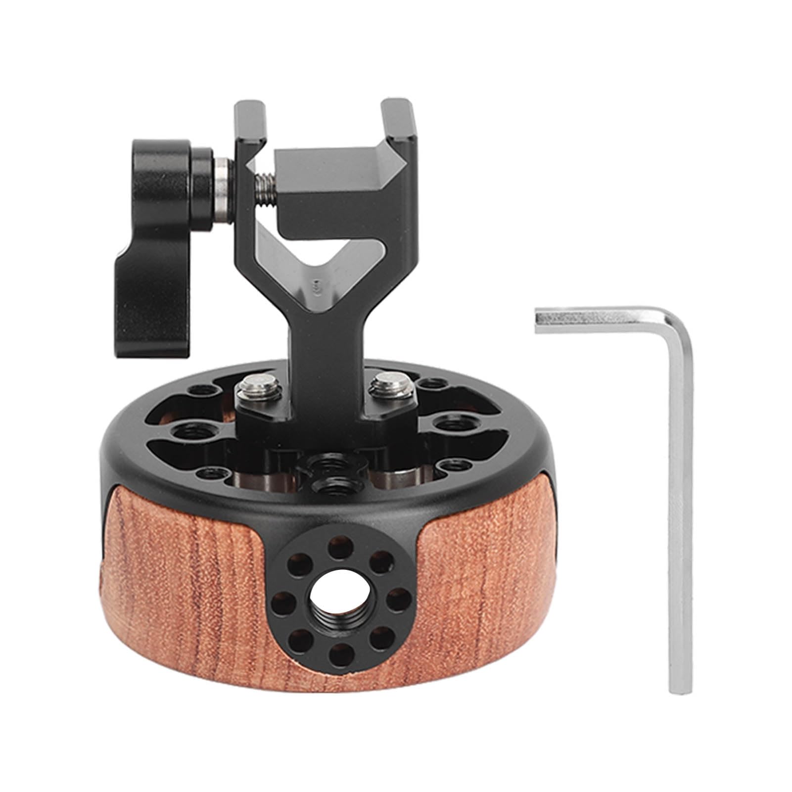 Acouto Wooden Round Side Handle G With Quick Release Rail Rod Clamp For Camera Camera Stabilizer Rig Handle Handg For Slr Mirrorl Camera