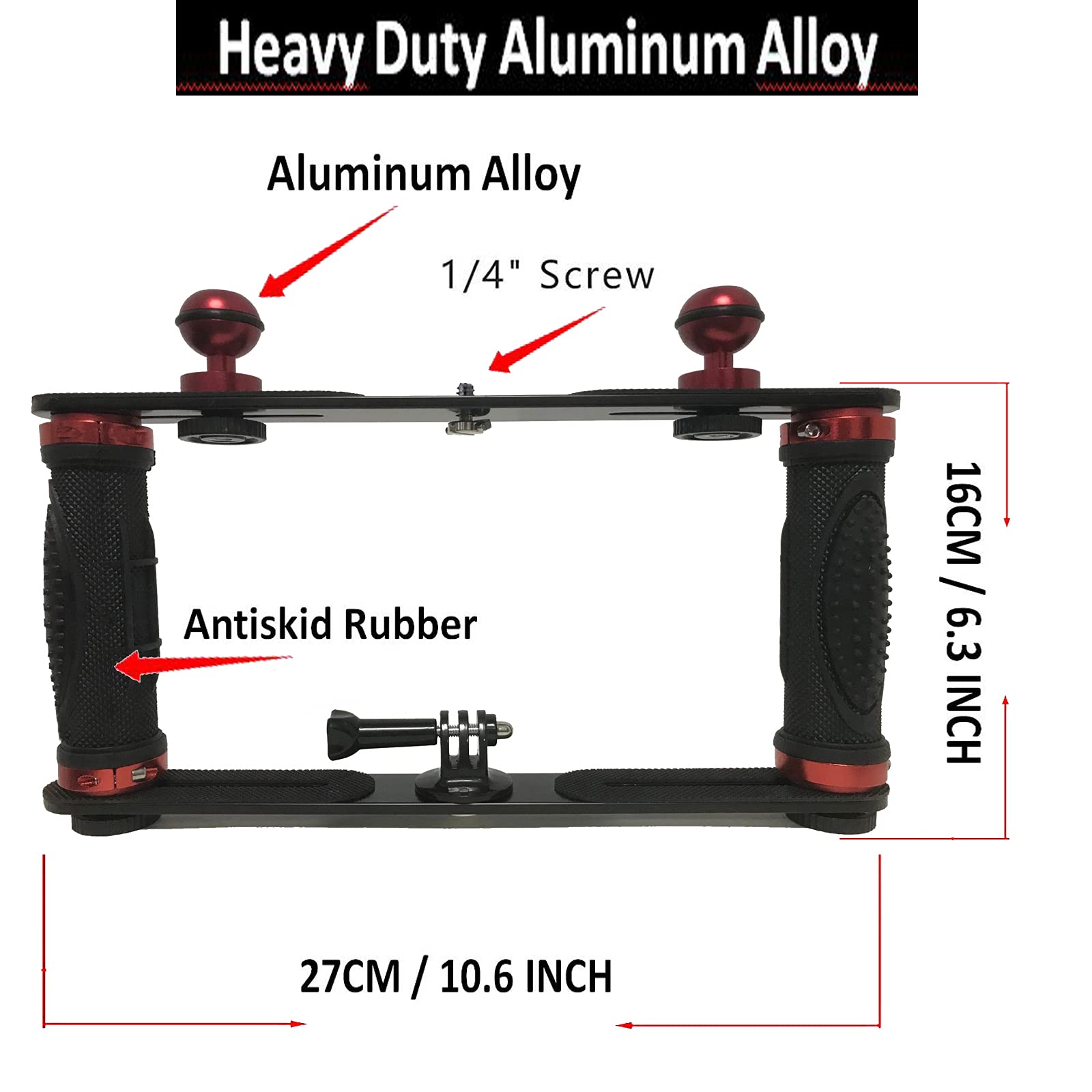 Pmsanzay Aluminium Alloy Underwater Lights Dive Light Video Light Stabilizer Tray Handheld Handle Stabilizer Support Bracket Camera Mount For Action Camera And Any Other Camera With 1/4 Inch Screw Hole