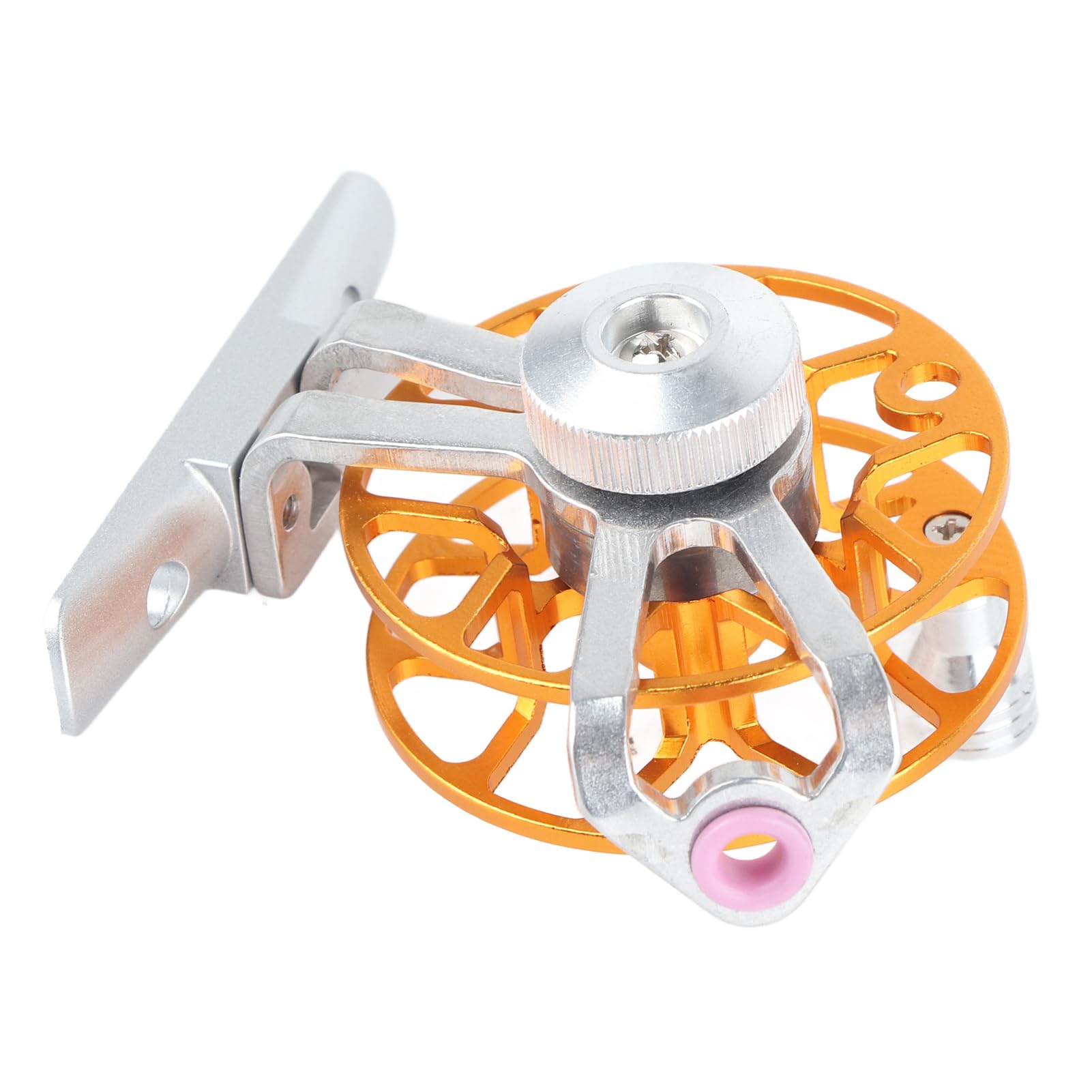 Depisuta Ice Fishing Reel, 1:1 Speed Ratio Aluminum Alloy Fly Fishing Reel Right Hand Mini Fly Wheel, Lightweight Fishing Reels, Reels For Freshwater Saltwater (Gold)