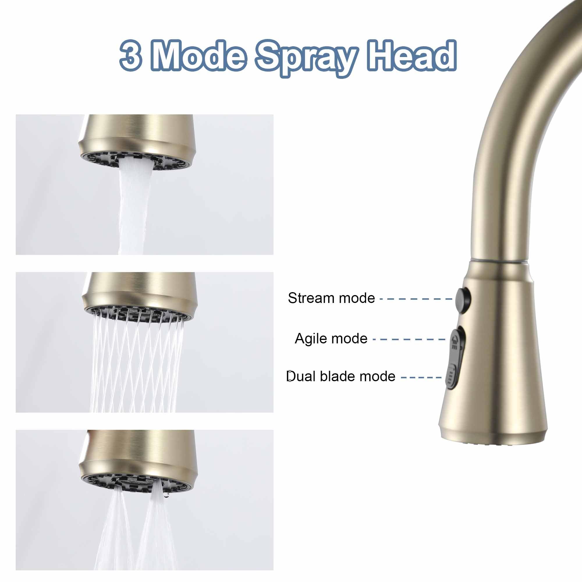 Indare Kitchen Faucet With Pull Down Sprayer Brushed Gold, High Arc Single Handle Kitchen Sink Faucet With Deck Plate, Stainless Steel Faucet For Kitchen Sink For Farmhouse Laundry Rv