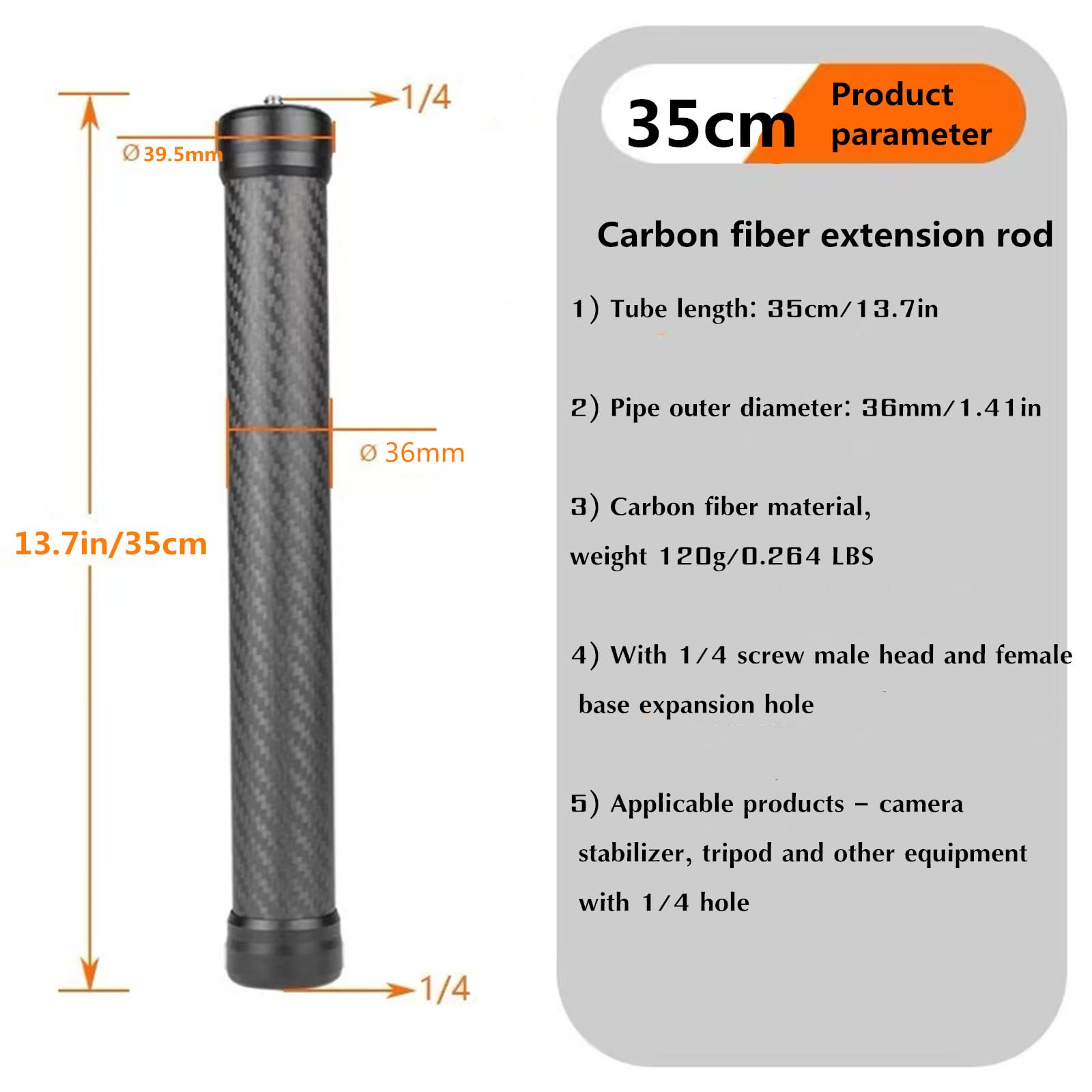Dytdieyingtu Camera Stabilizer Vertical Shooting Low Angle Extension Rod Tripod 1/4 Handheld Extension Extension Accessories For Dji Ronin-S/Sc/Rsc2/Rs2/Rs3/Rs4 Moza-Air Air2 Aircoss2 Feiyu Scorp