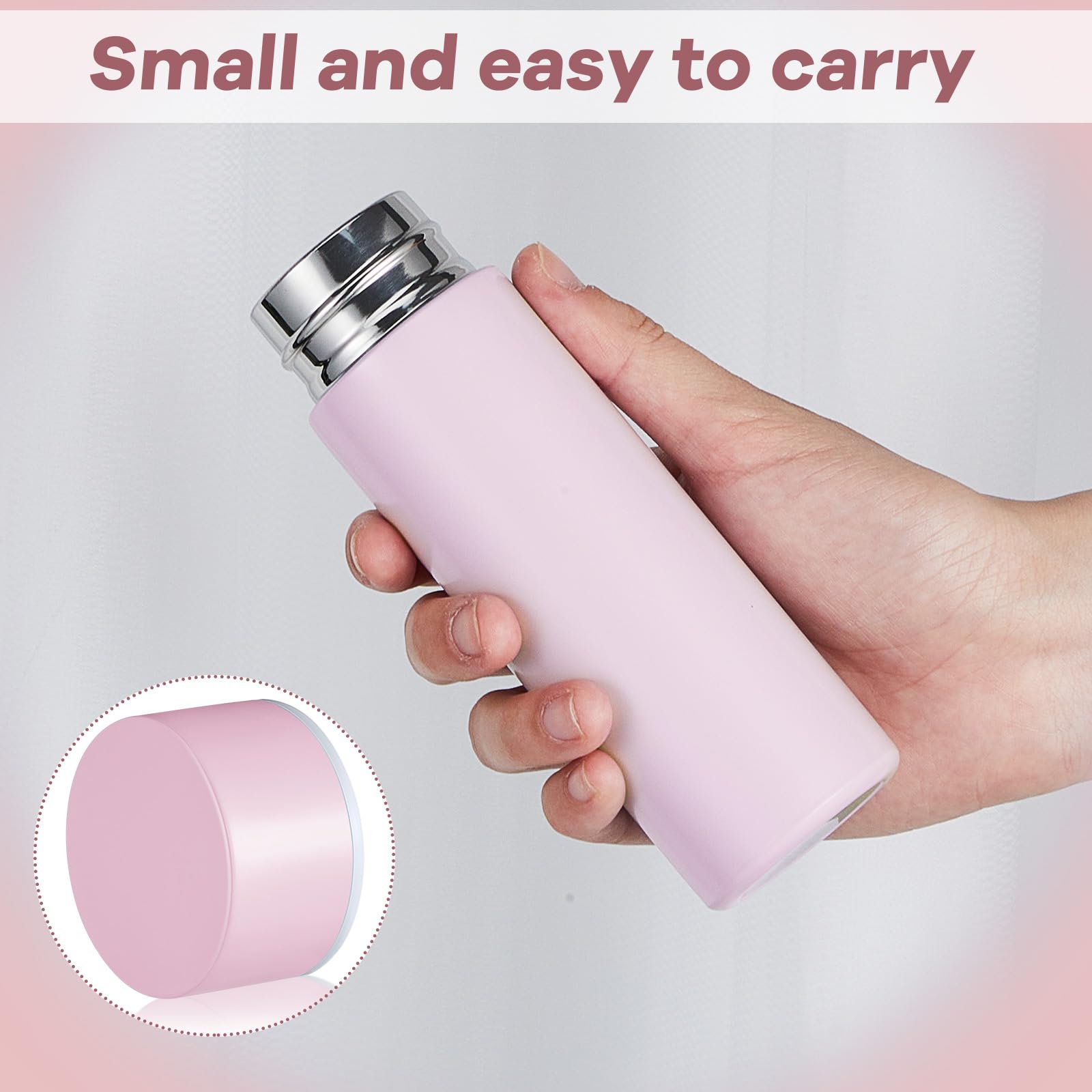 Irenare 5Oz Mini Water Bottle Mini Insulated Stainless Steel Bottle Purse Water Bottle Cute Leak