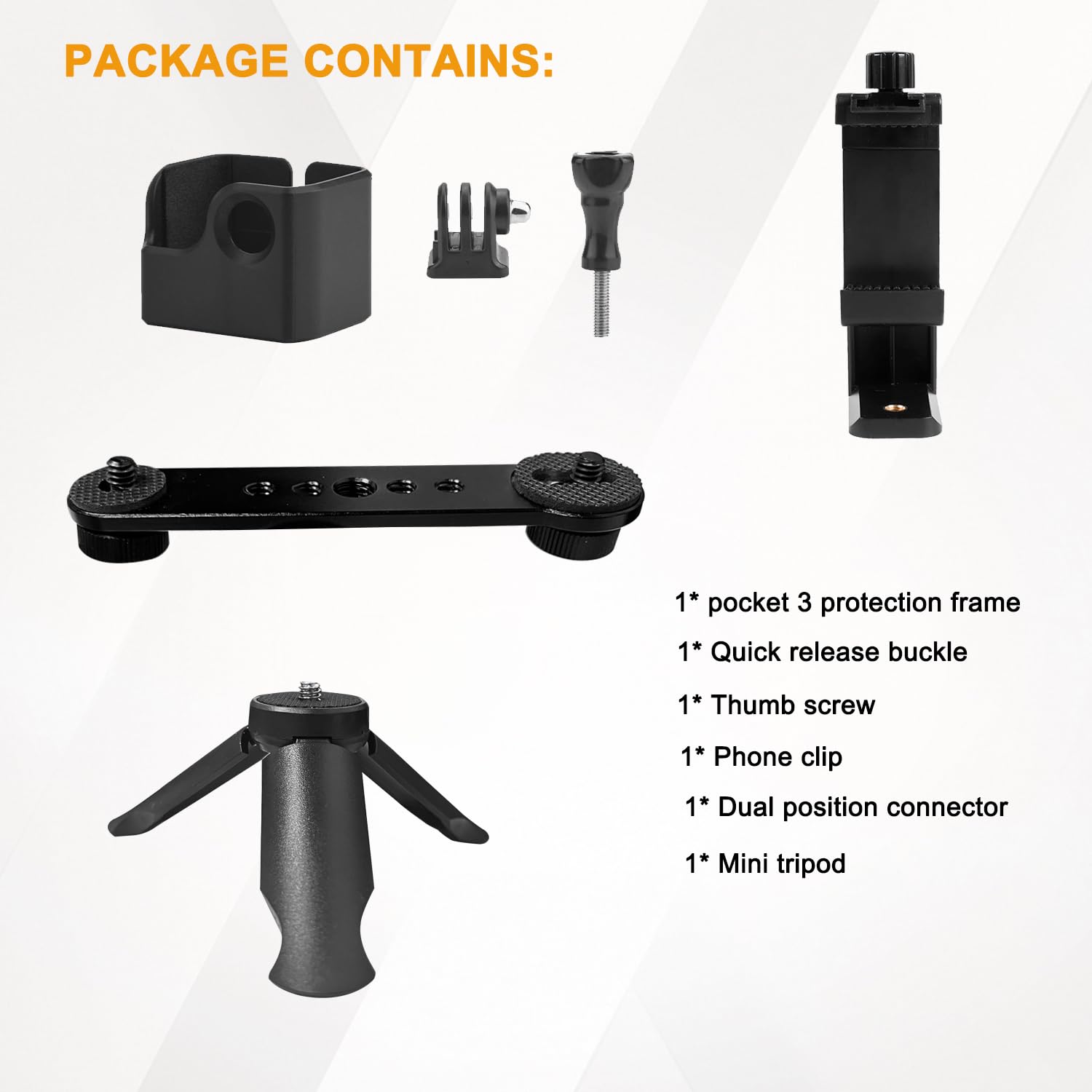 Jodichert For Dji Osmo Pocket 3 Phone Mount, Pocket 3 Phone Holder Mount, Metal Expansion Adapter With Phone Clip Mini Tripod Stand And 1/4” Screw For Dji Osmo Pocket 3 Creator Combo Handle Accessories Kit