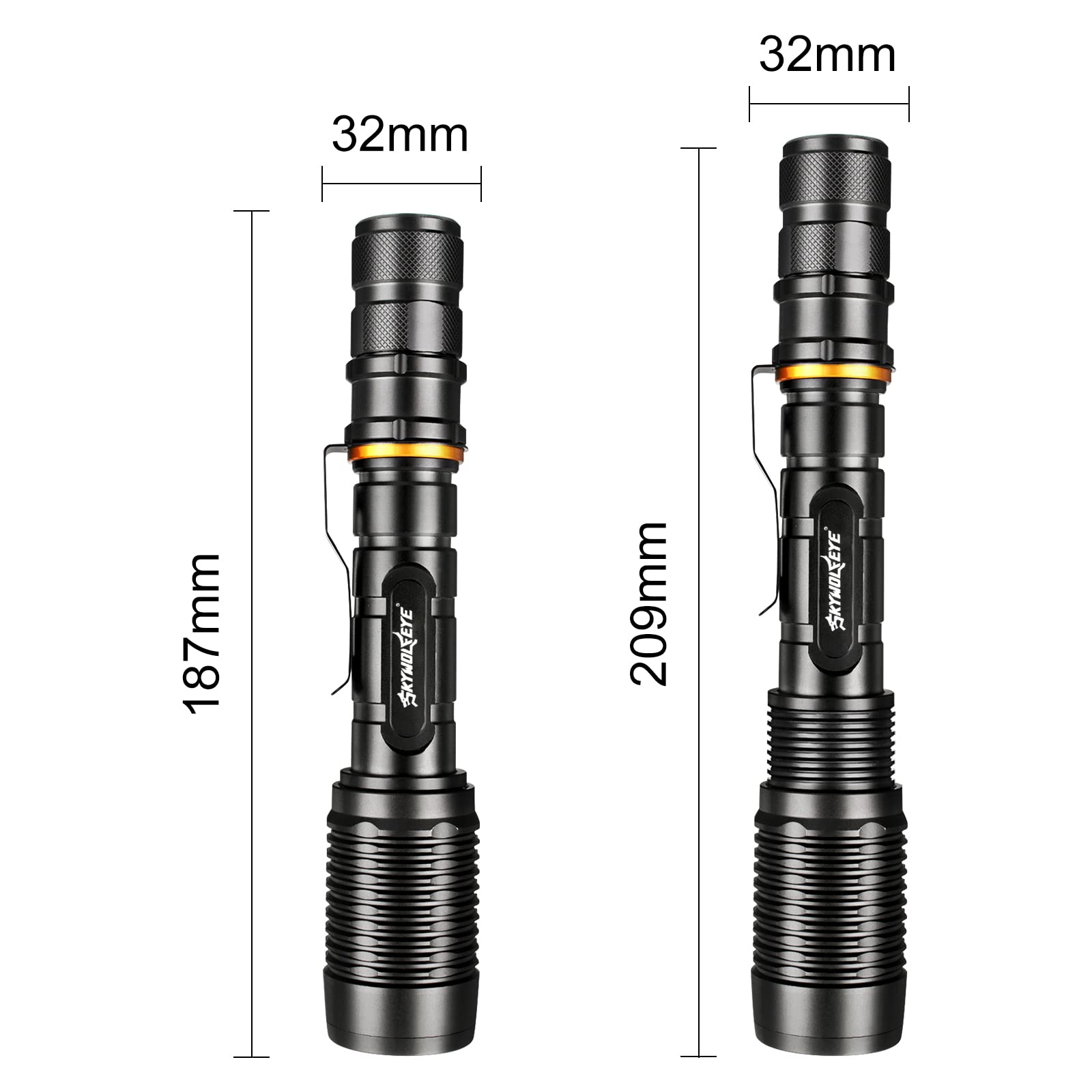 Skywolfeye 2 Pack 5 Modes Led Rechargeable 5000 High Lumens Flashlights, Super Bright Zoomable Flashlight Waterproof For Kids Camping，Emergencies