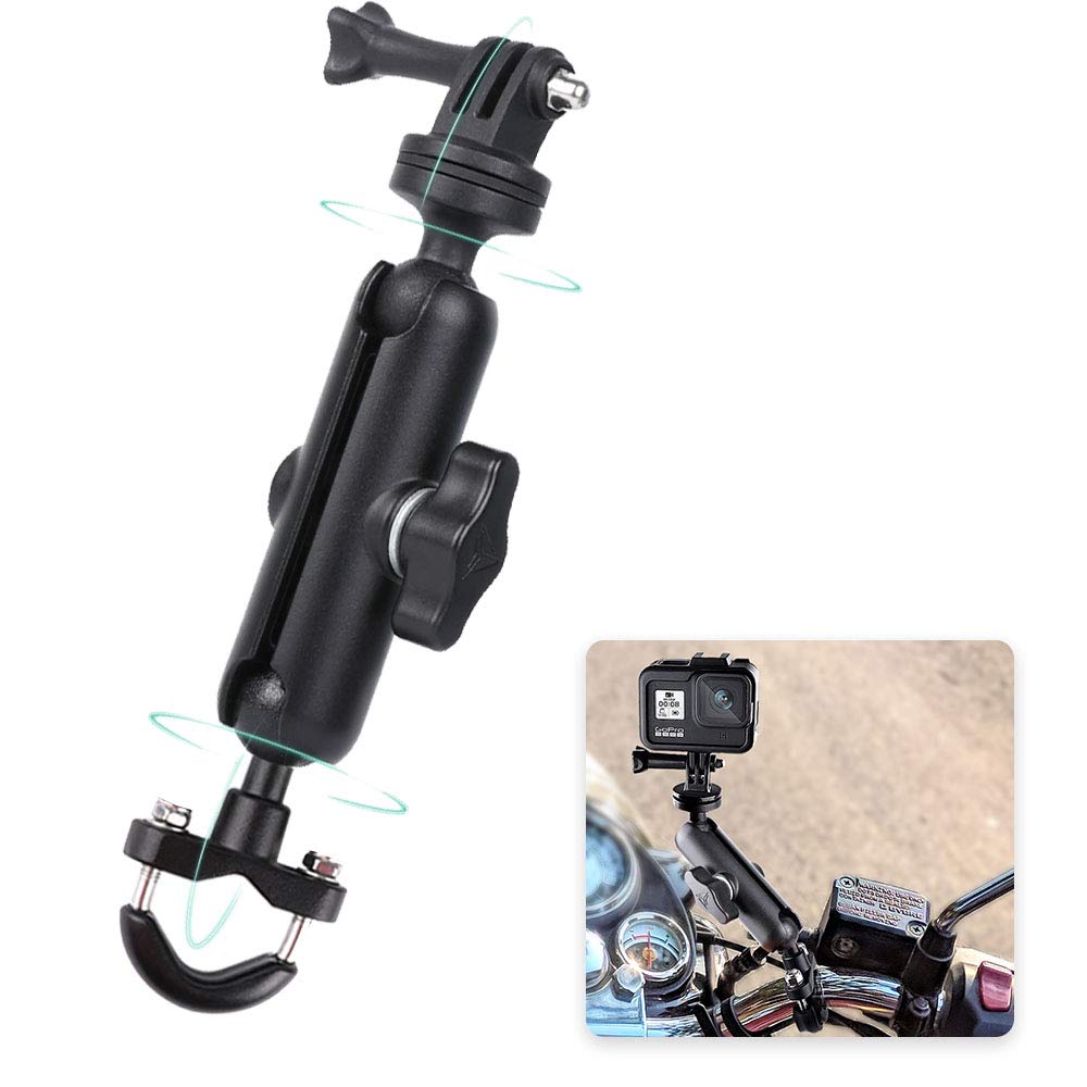 Ruigpro 360°Motorcycle Bike Camera Holder Handlebar Mount Bracket 1/4 Metal Stand For Gopro Hero10/9/8/7/6/5/4 Action Cameras Accessory(Cool Ballhead Arm Super Clamp Mount Multi)