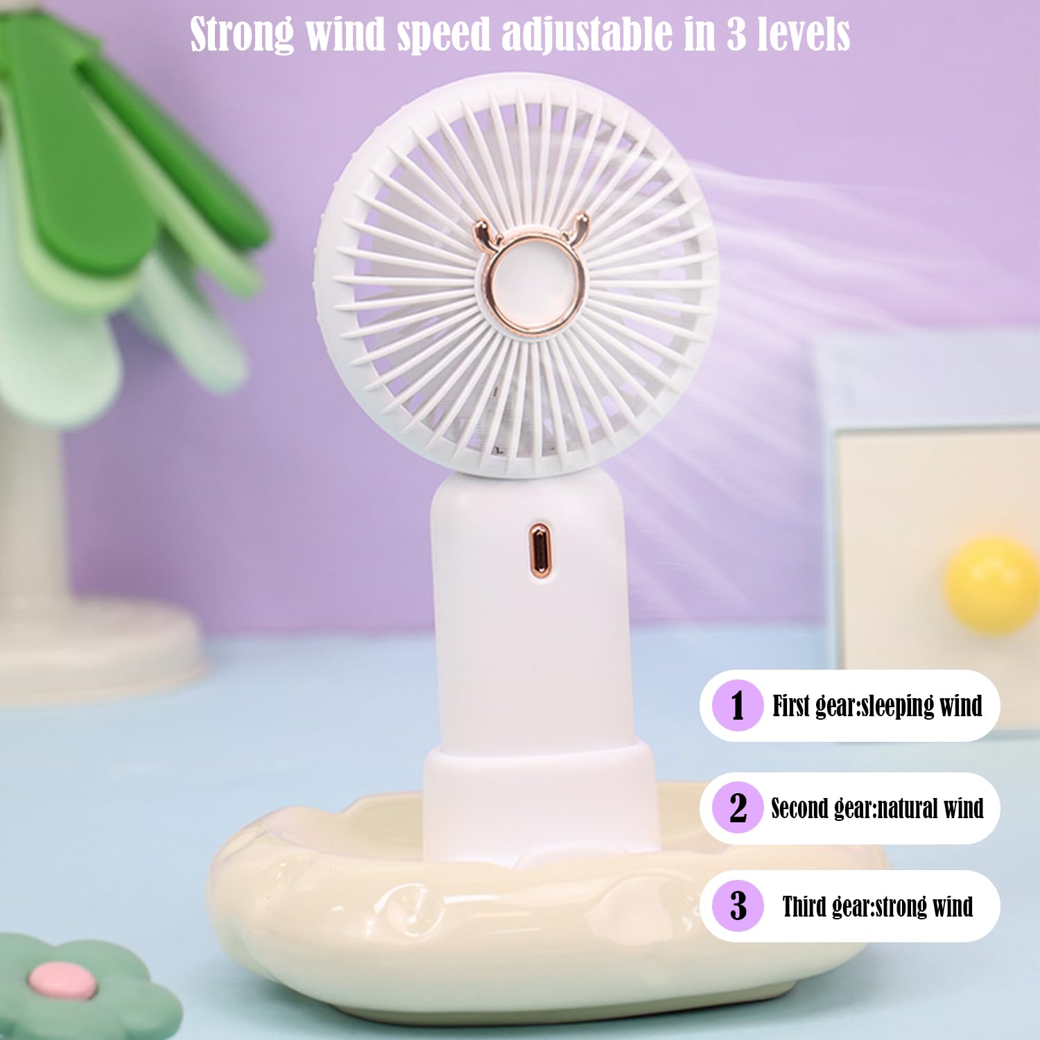 Cute Personal Small Fan, Handheld And Portable Usb Charging Fan With Base, Can Put Desktop
