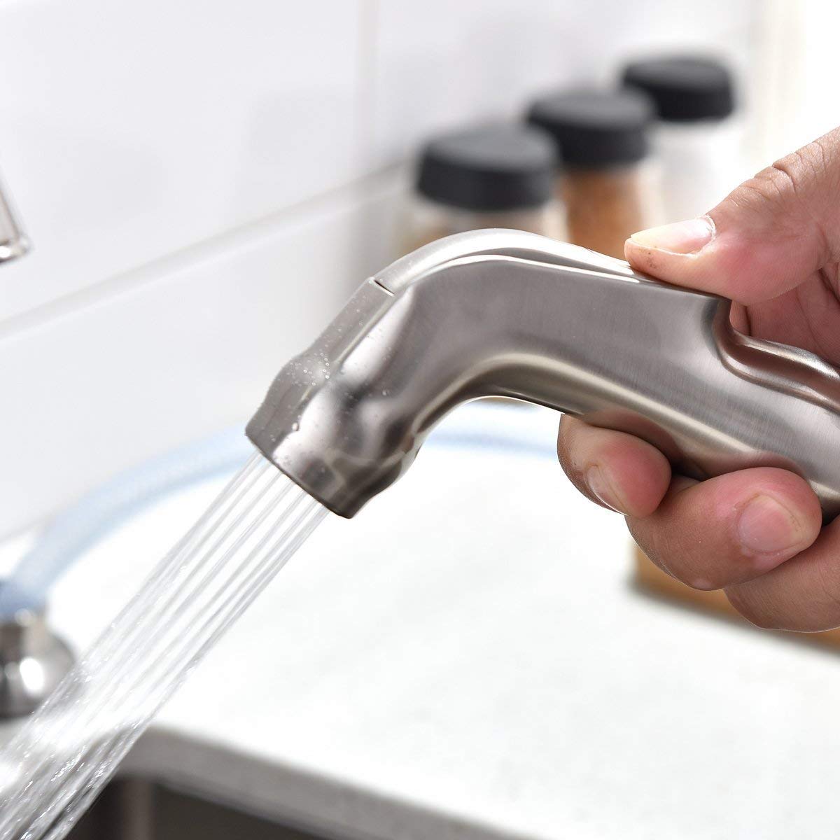 Shaco Kitchen Faucet With Side Sprayer, Stainless Steel 2 Handle Kitchen Sink Faucet With Water Supply Line, Brushed Nickel High Arch 360 Swivel Kitchen Faucet For Sink 3 Hole 4 Hole