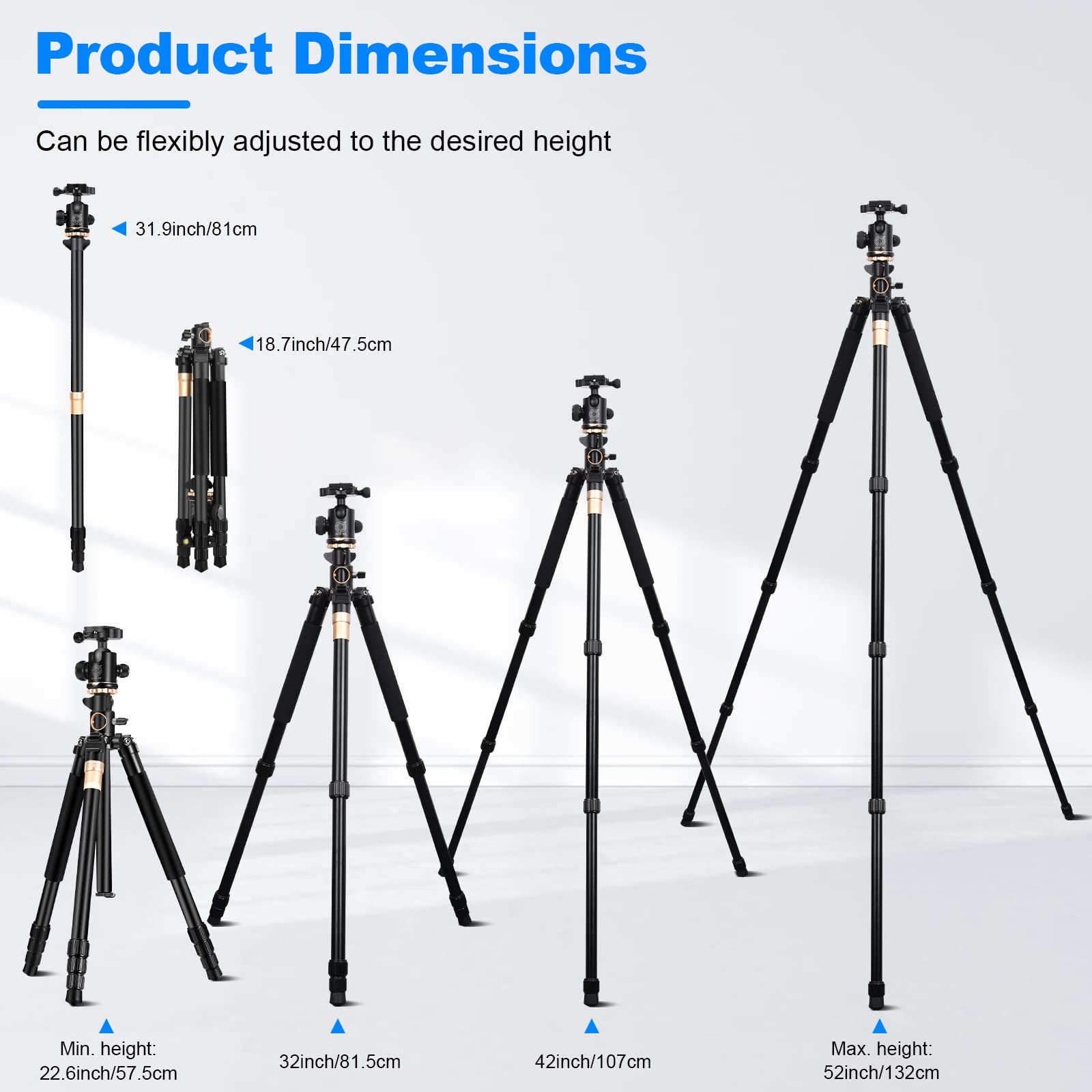 Soonpho Q992H 70Inch Professional Camera Tripod,3-In-1 Aluminum Alloy Tripod & Horizontal Tripods & Detachable Monopod With 360 Degree Ball Head For Dslr Cameras, Load Up To 17 Pounds