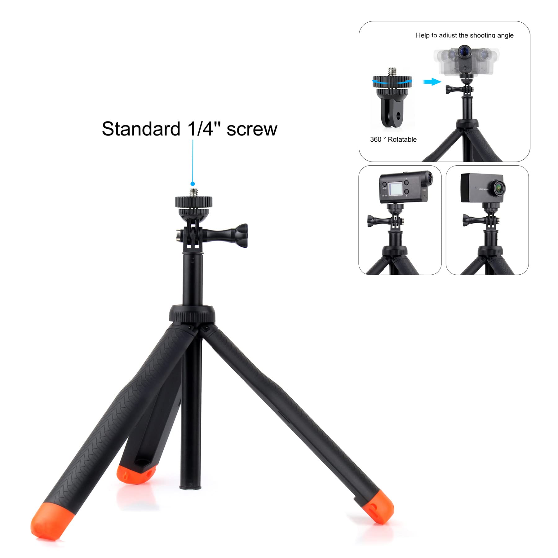 Gepuly 9''-27''Waterproof Selfie Stick Floating Hand Grip Tripod For Gopro Hero 13 12 11 10 9 8 7 6 5 4 3 Fusion, Max, Most Action Cameras Used As Floating Tripod, Hand Grip, Selfie Stick,Tripod Stand