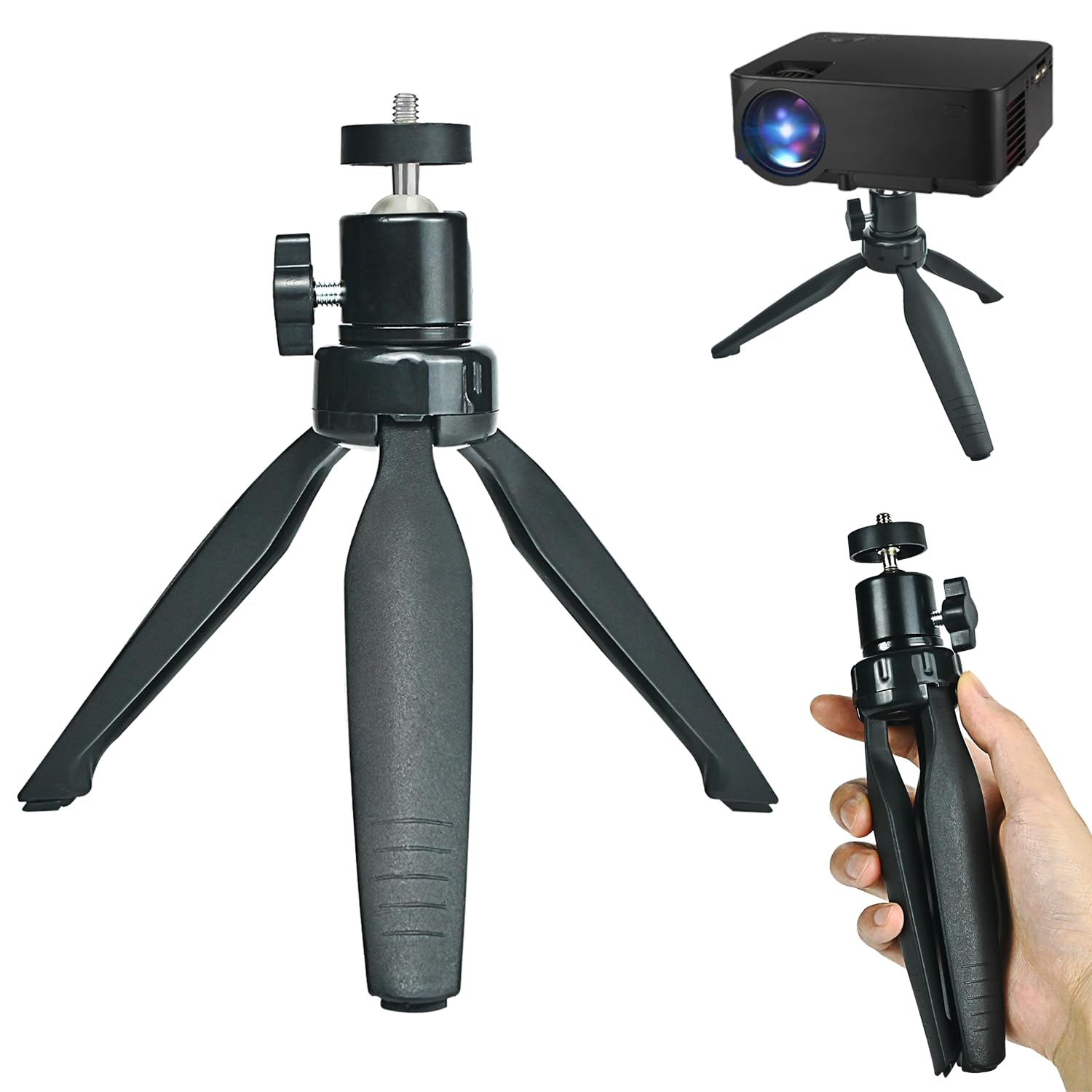 Pantwoo Mini Desktop Tripod Stand With 6.3 Inch Universal 1/4 Screw Ballhead For Projectors, Dslr Cameras, Webcams, Smartphones, And Selfie Sticks - Black Angle Adjustable
