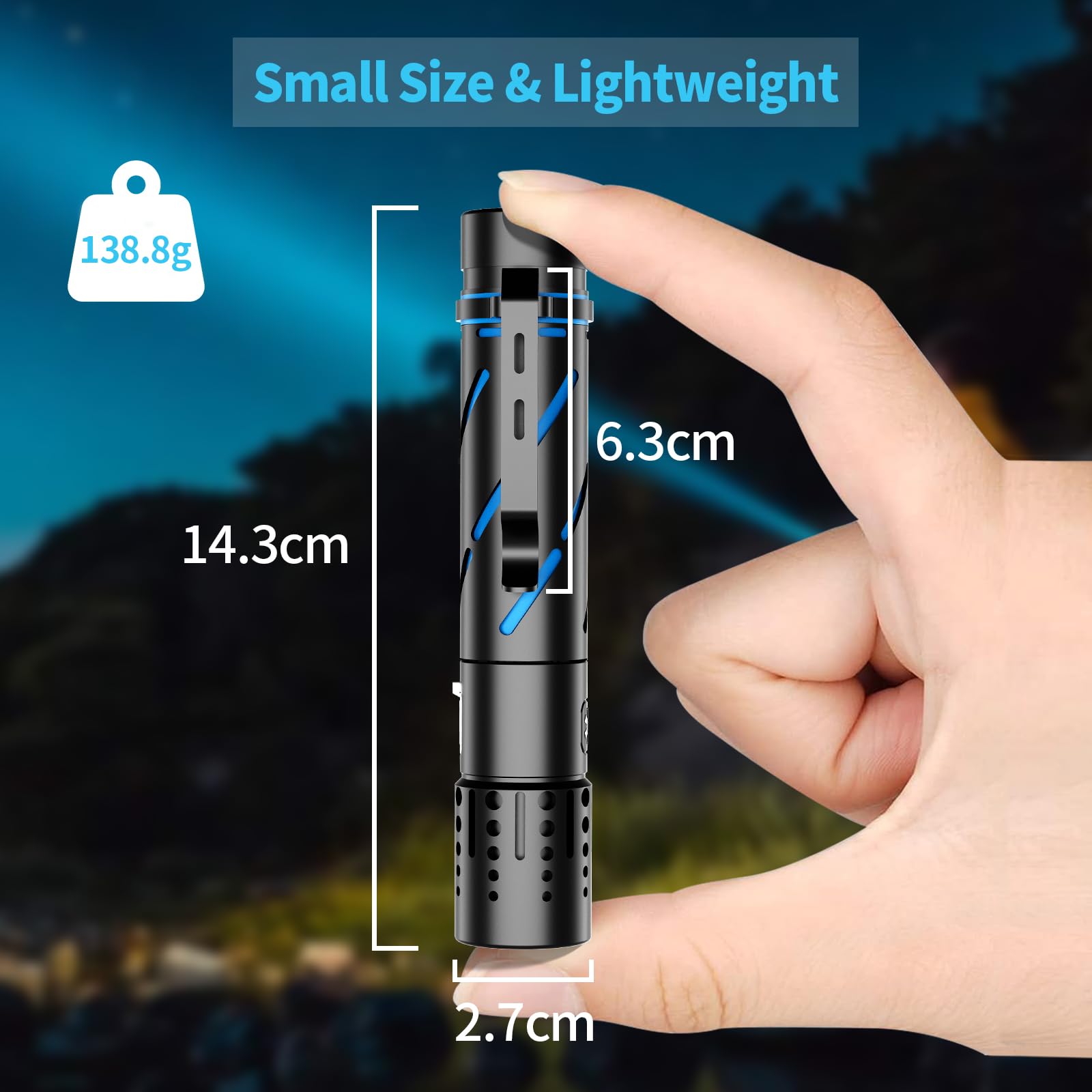 Karrong Rechargeable Flashlight With Long Beam And Belt Clip Small Flashlight With 5 Modes Zoomable Waterproof Adjustable Brightness High Lumens Powerful Handheld Flashlight For Outdoor Emergency Camping